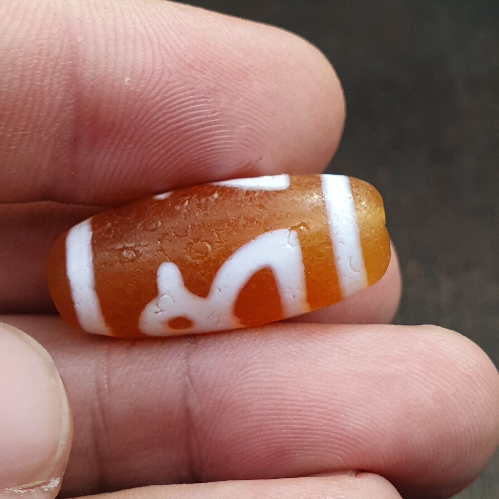 Antique HIMALAYAN Indo Tibetan Central Asian Etched Agate bead AGT-7
