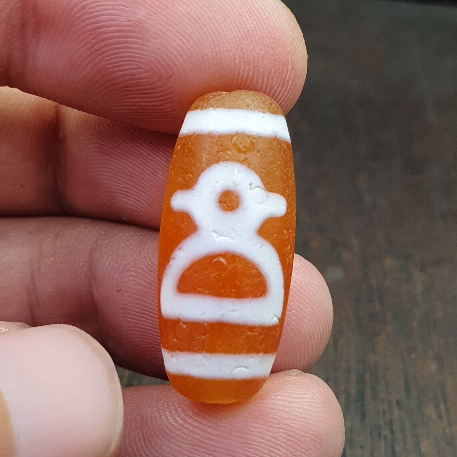 Antique HIMALAYAN Indo Tibetan Central Asian Etched Agate bead AGT-7