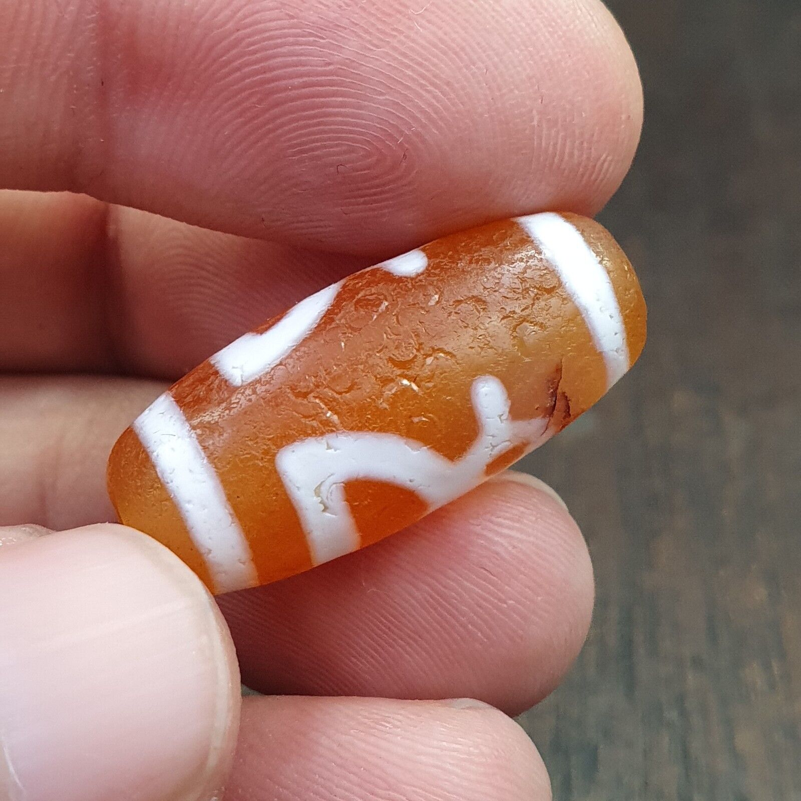 Antique HIMALAYAN Indo Tibetan Central Asian Etched Agate bead AGT-7