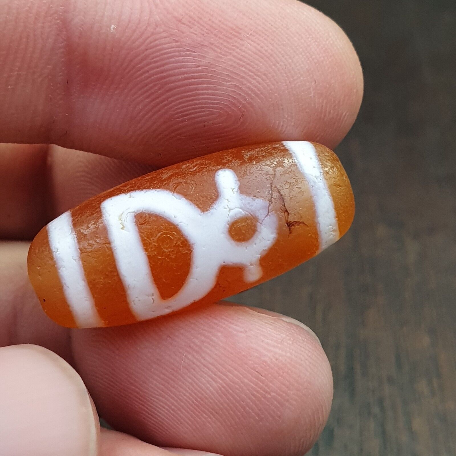 Antique HIMALAYAN Indo Tibetan Central Asian Etched Agate bead AGT-7