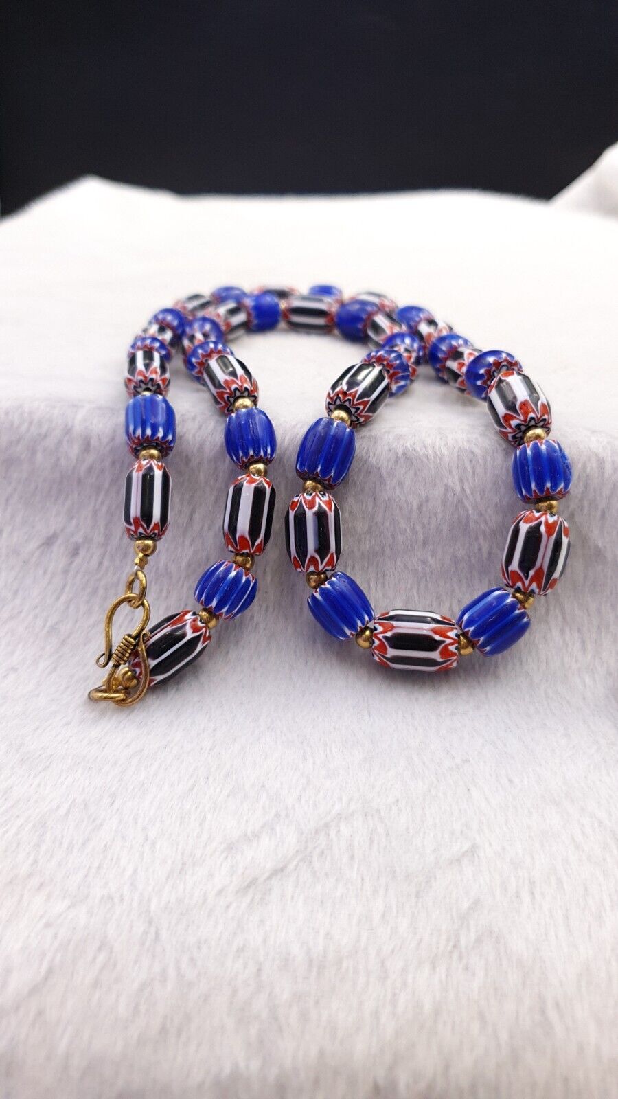 Vintage Chevron Venetian Style Multilayers Glass Beads Necklace NC-807