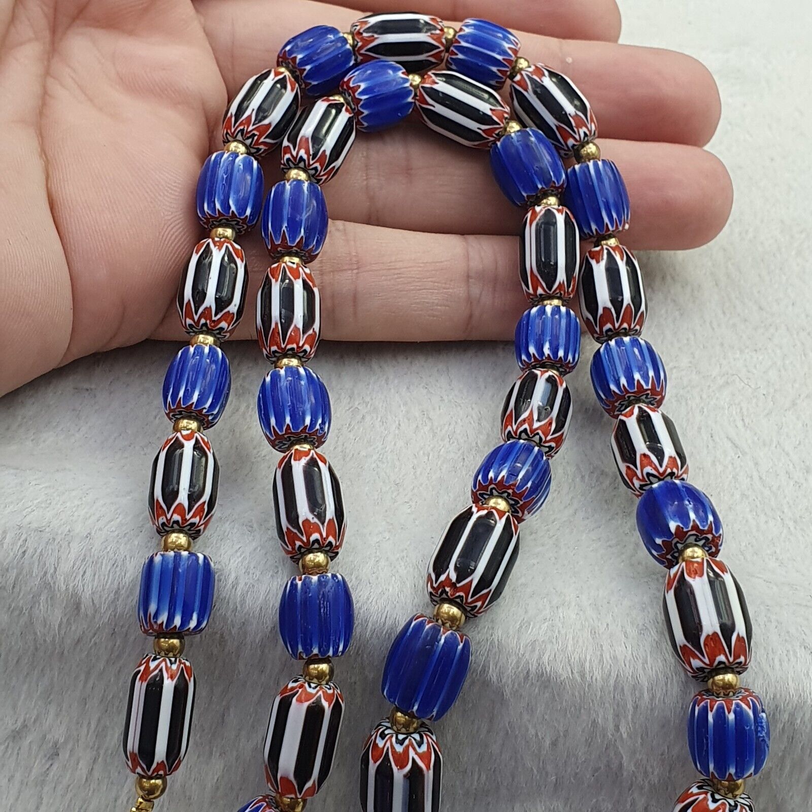 Vintage Chevron Venetian Style Multilayers Glass Beads Necklace NC-807