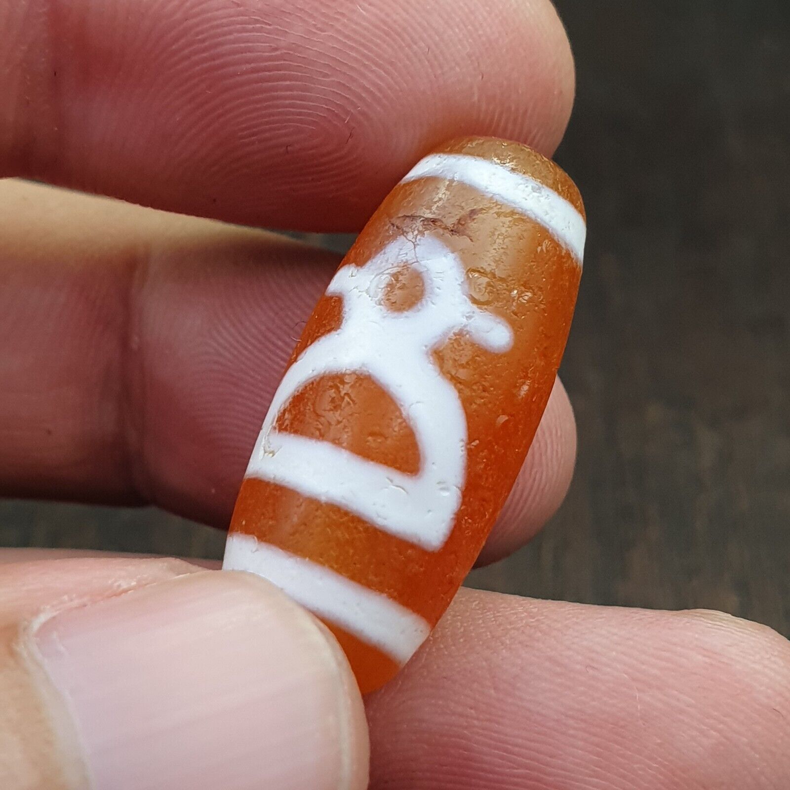 Antique HIMALAYAN Indo Tibetan Central Asian Etched Agate bead AGT-7