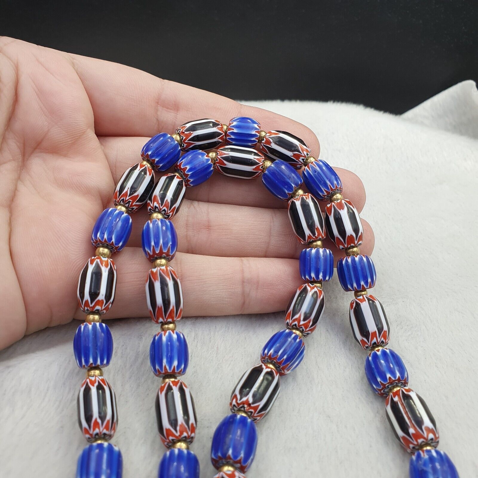Vintage Chevron Venetian Style Multilayers Glass Beads Necklace NC-807