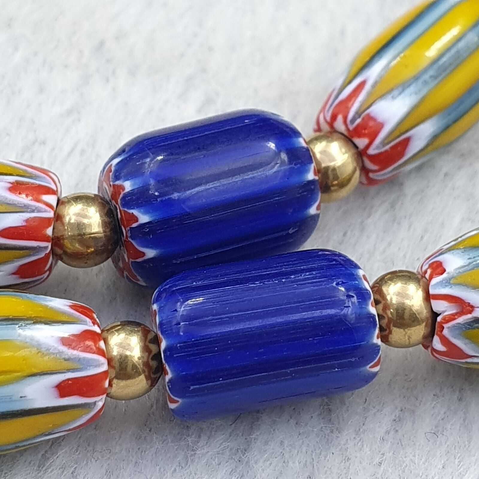 Vintage Chevron Venetian Style Multilayers Glass Beads Necklace NC-806