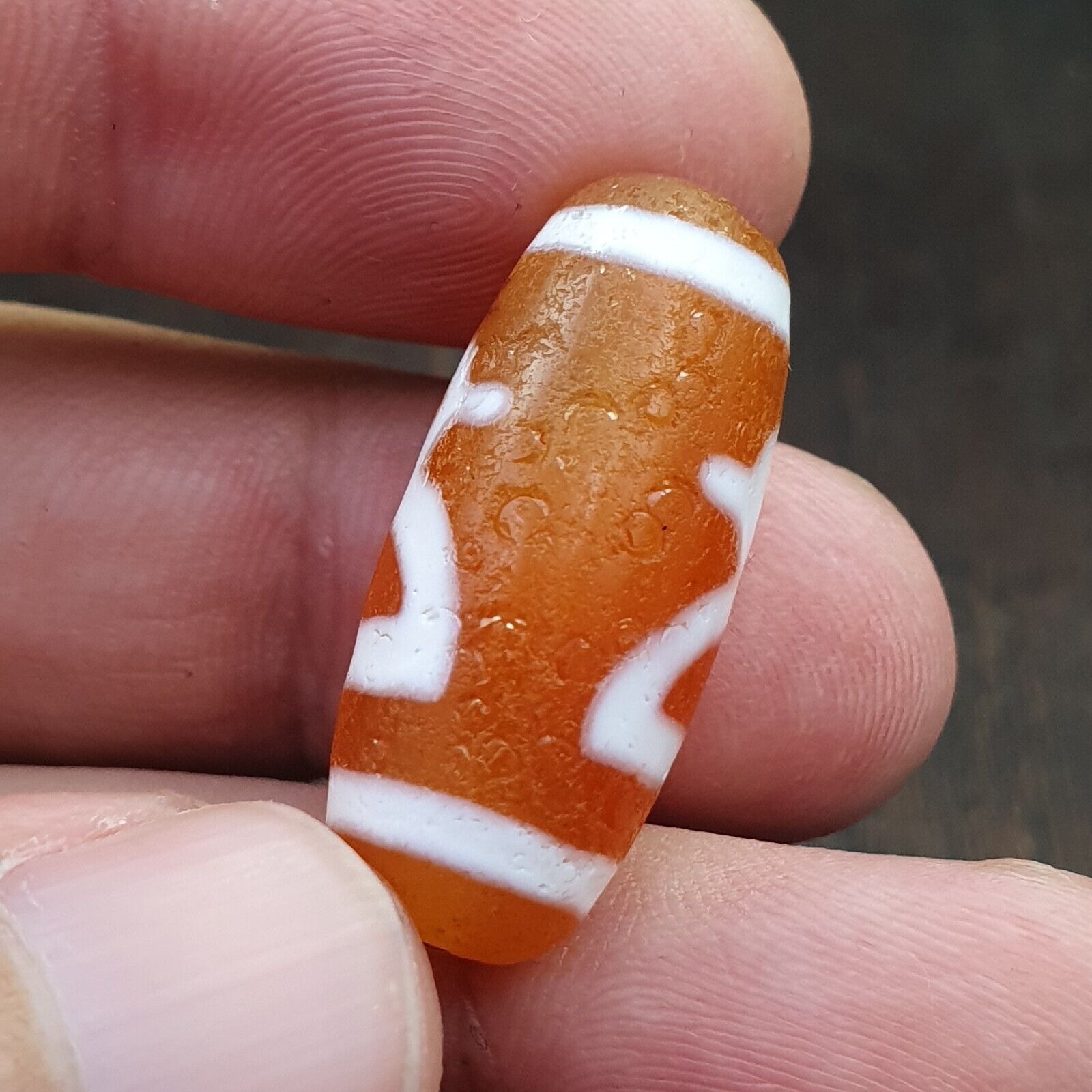 Antique HIMALAYAN Indo Tibetan Central Asian Etched Agate bead AGT-7