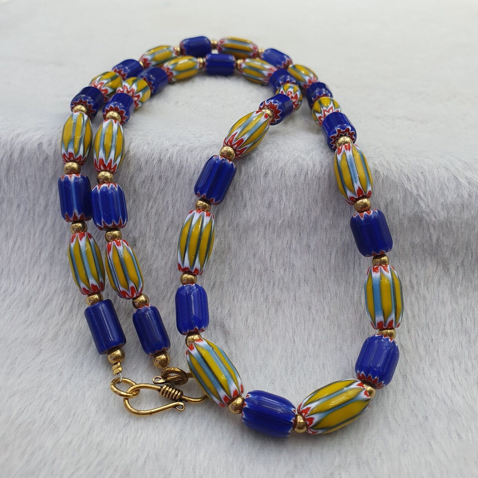 Vintage Chevron Venetian Style Multilayers Glass Beads Necklace NC-806