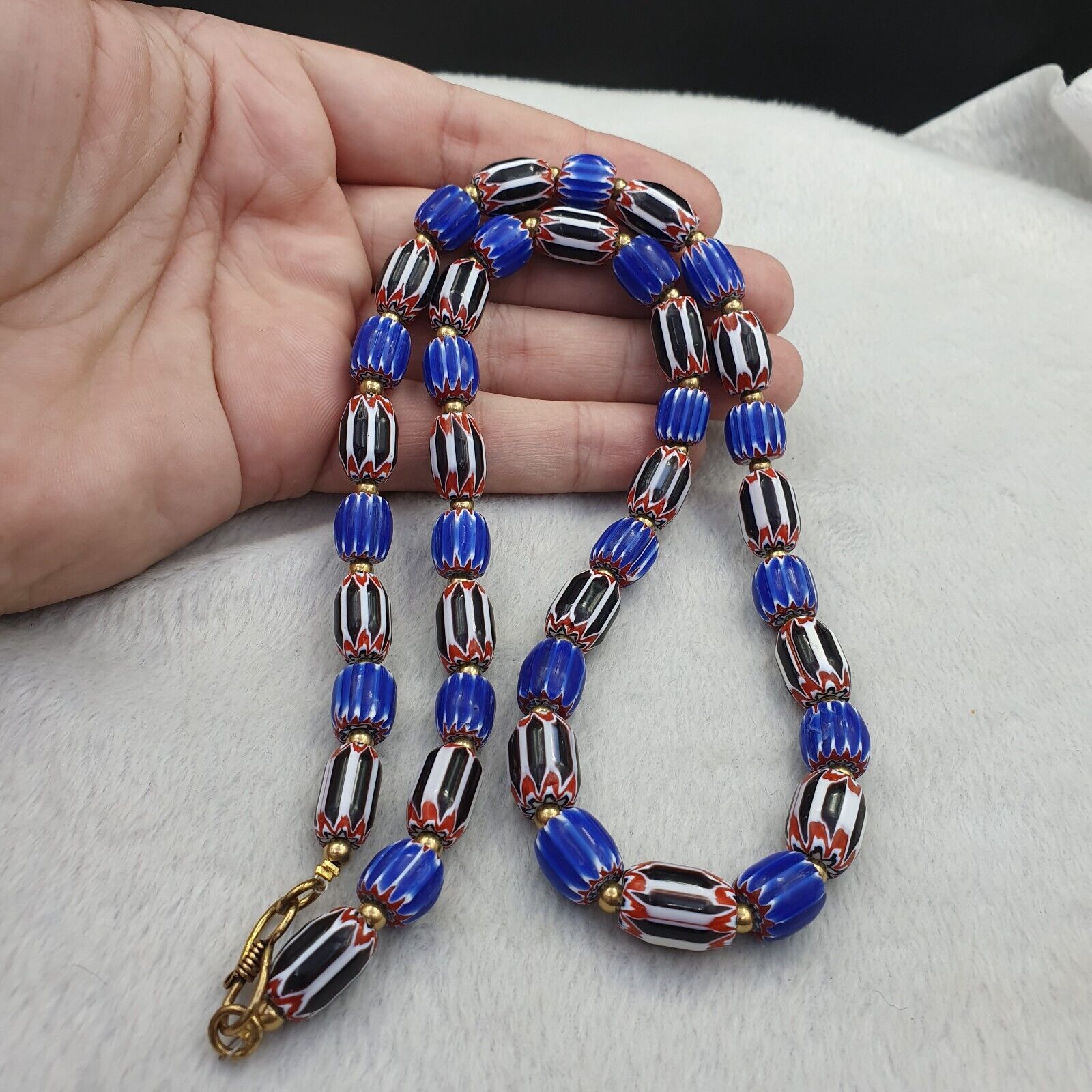 Vintage Chevron Venetian Style Multilayers Glass Beads Necklace NC-807