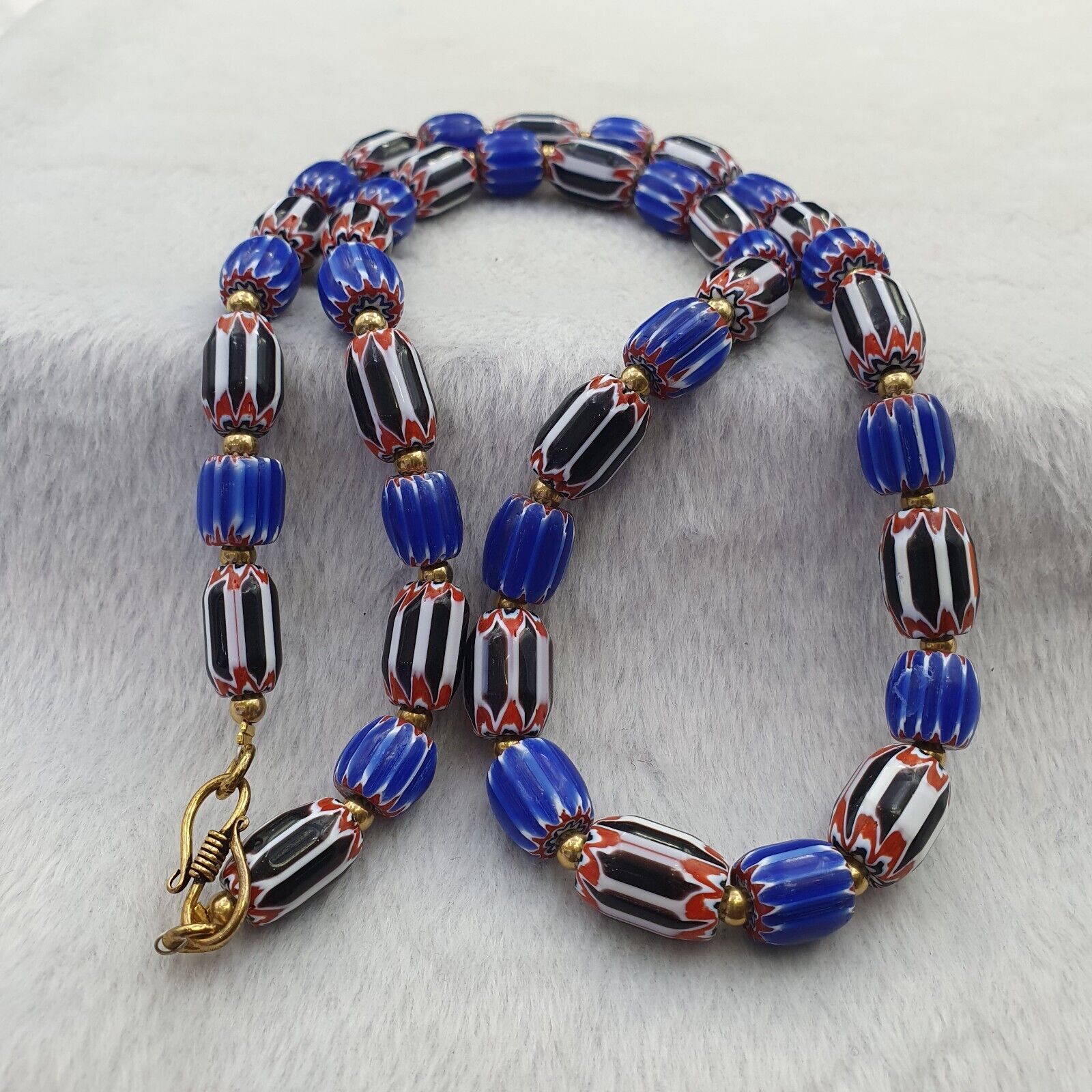 Vintage Chevron Venetian Style Multilayers Glass Beads Necklace NC-807
