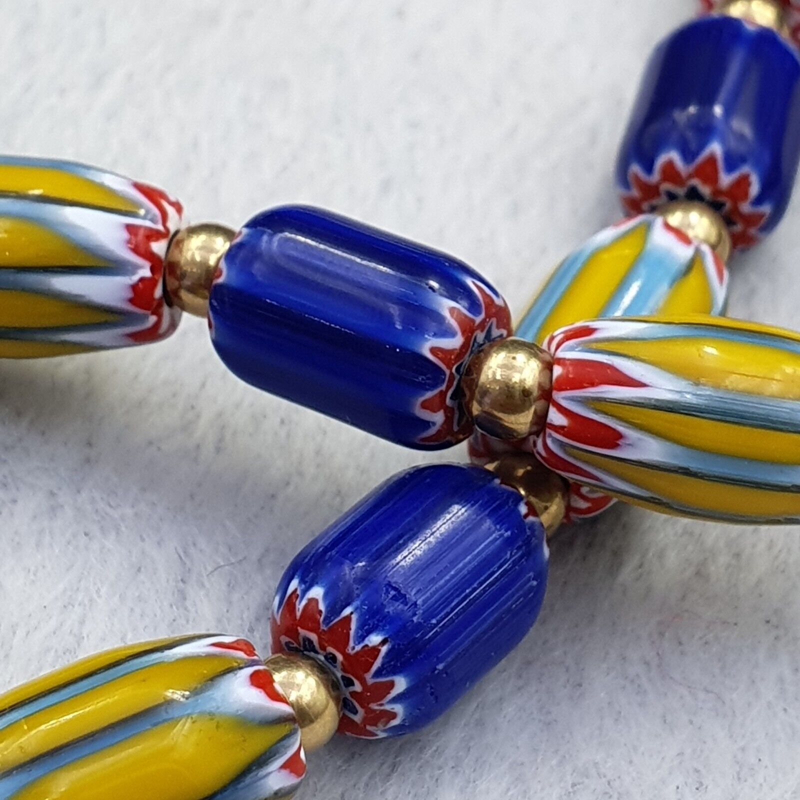 Vintage Chevron Venetian Style Multilayers Glass Beads Necklace NC-806