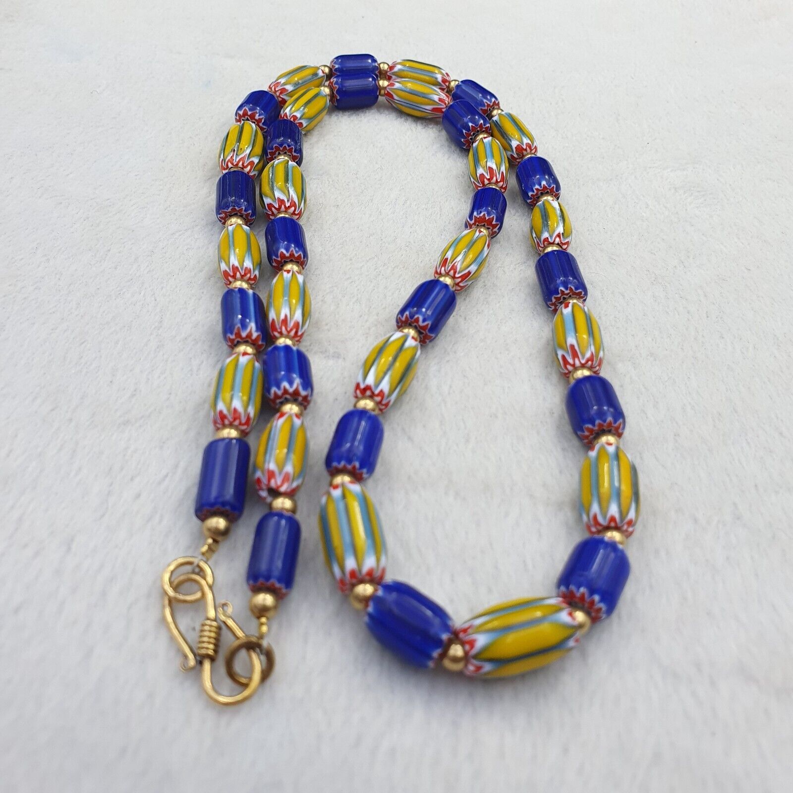 Vintage Chevron Venetian Style Multilayers Glass Beads Necklace NC-806