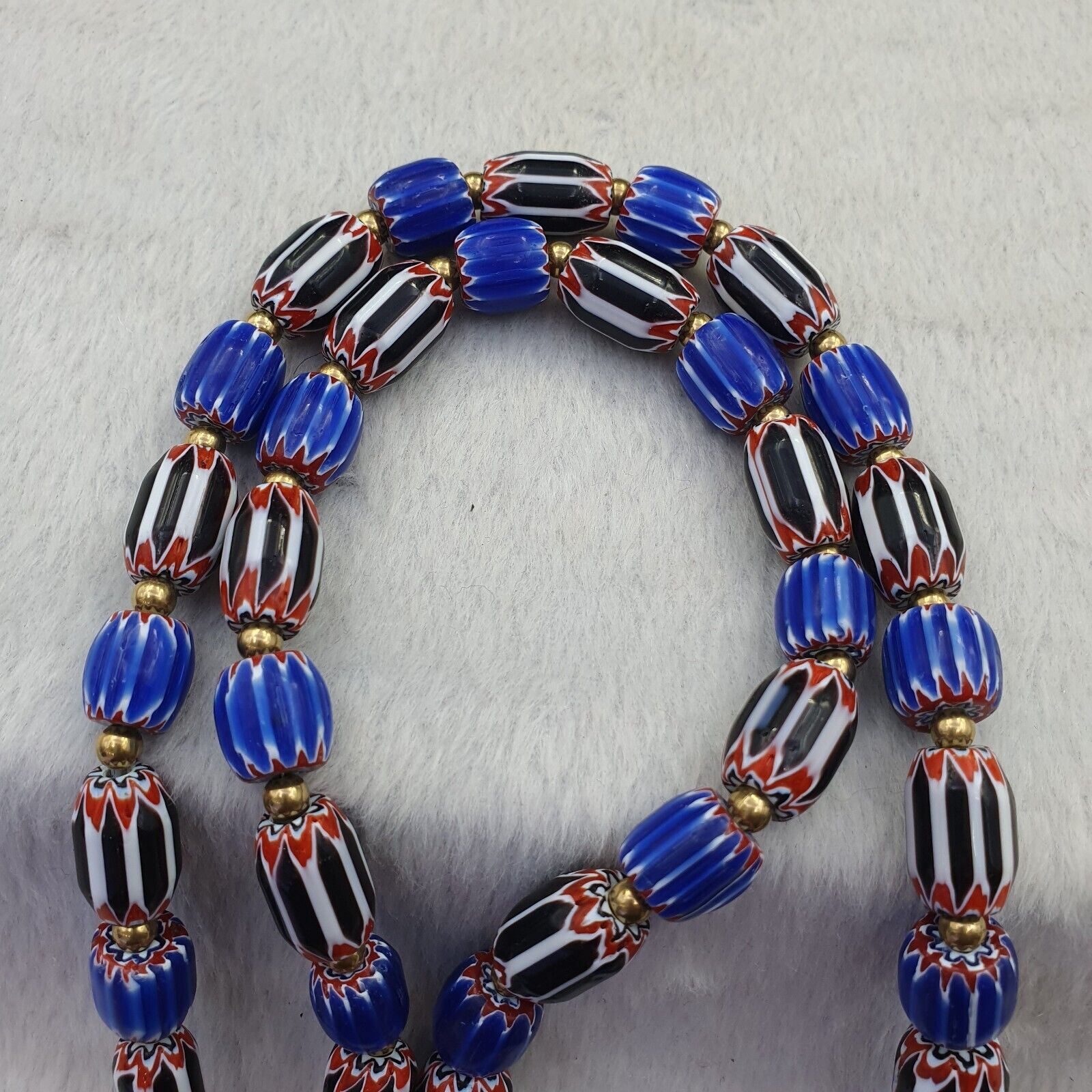 Vintage Chevron Venetian Style Multilayers Glass Beads Necklace NC-807