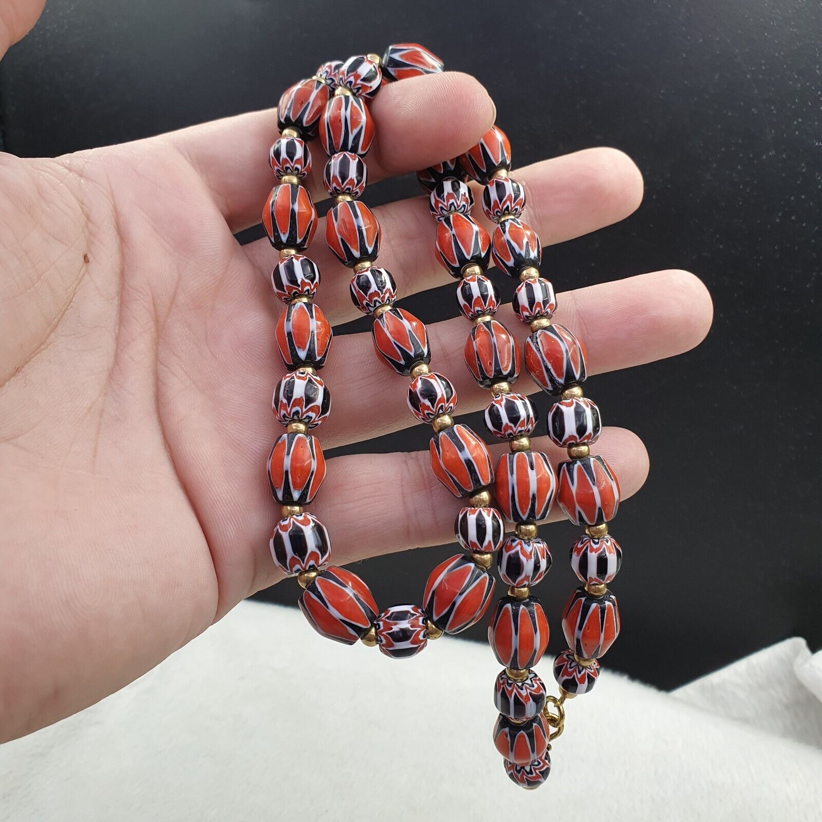 Vintage Chevron Venetian Style Multilayers Glass Beads Necklace NC-808