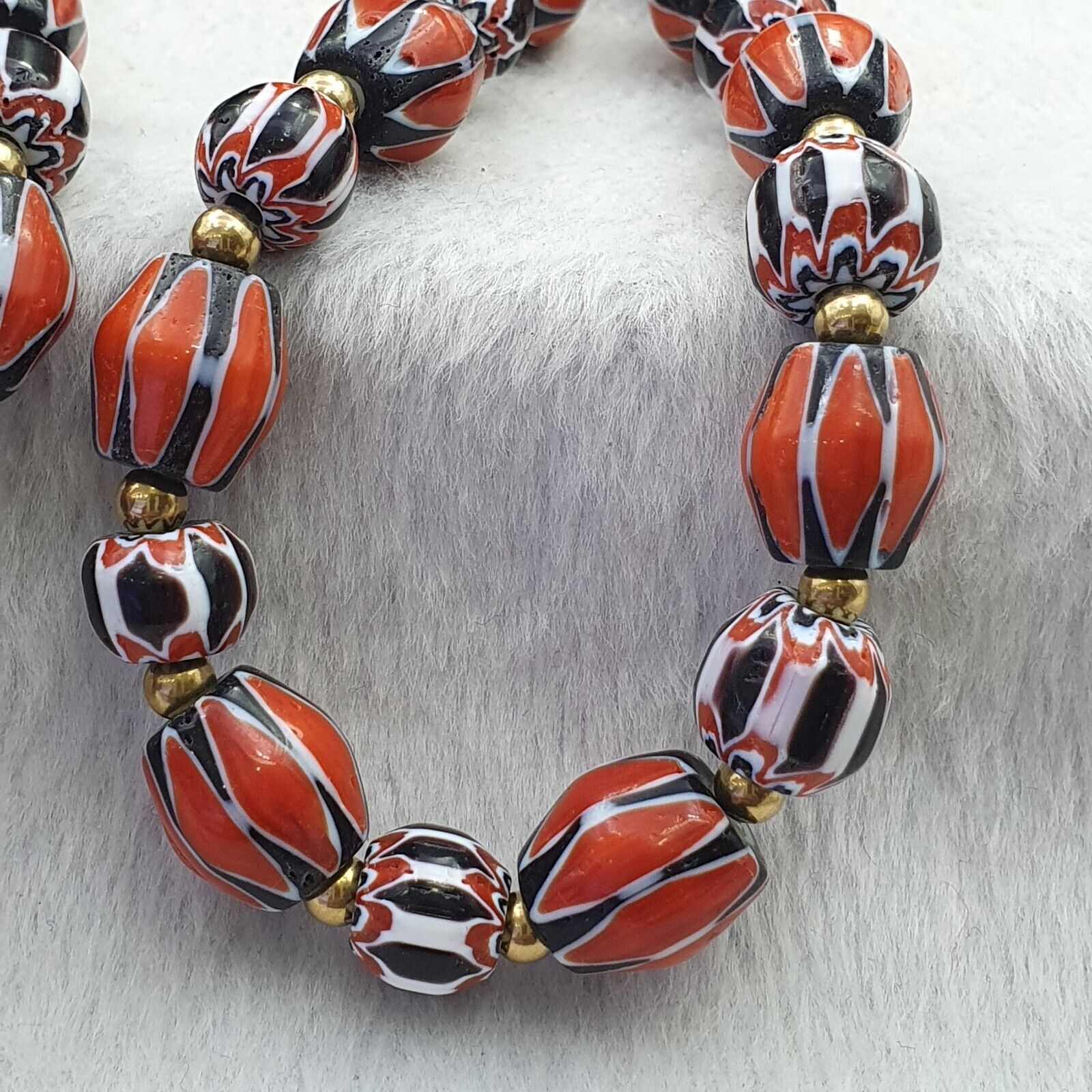 Vintage Chevron Venetian Style Multilayers Glass Beads Necklace NC-808