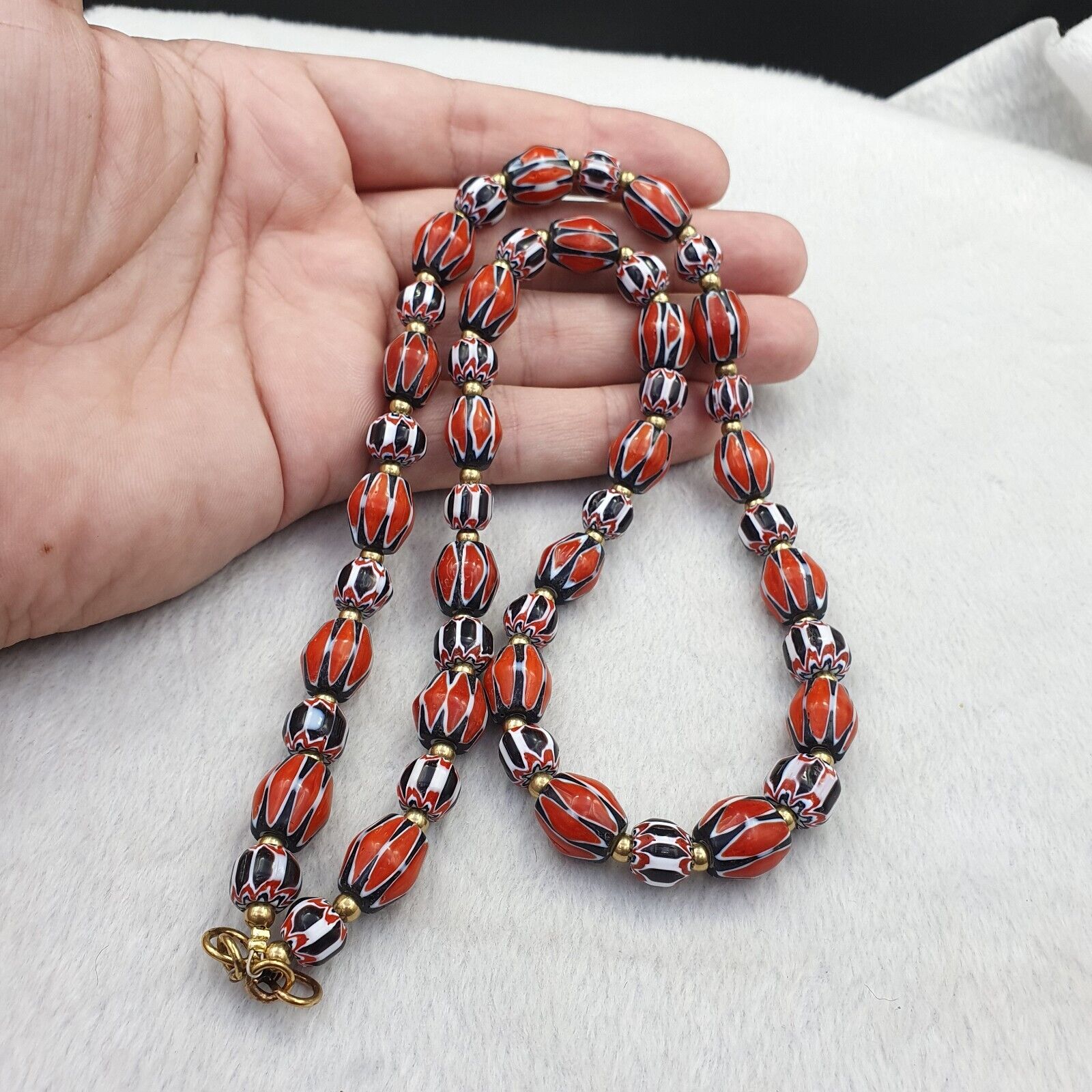 Vintage Chevron Venetian Style Multilayers Glass Beads Necklace NC-808