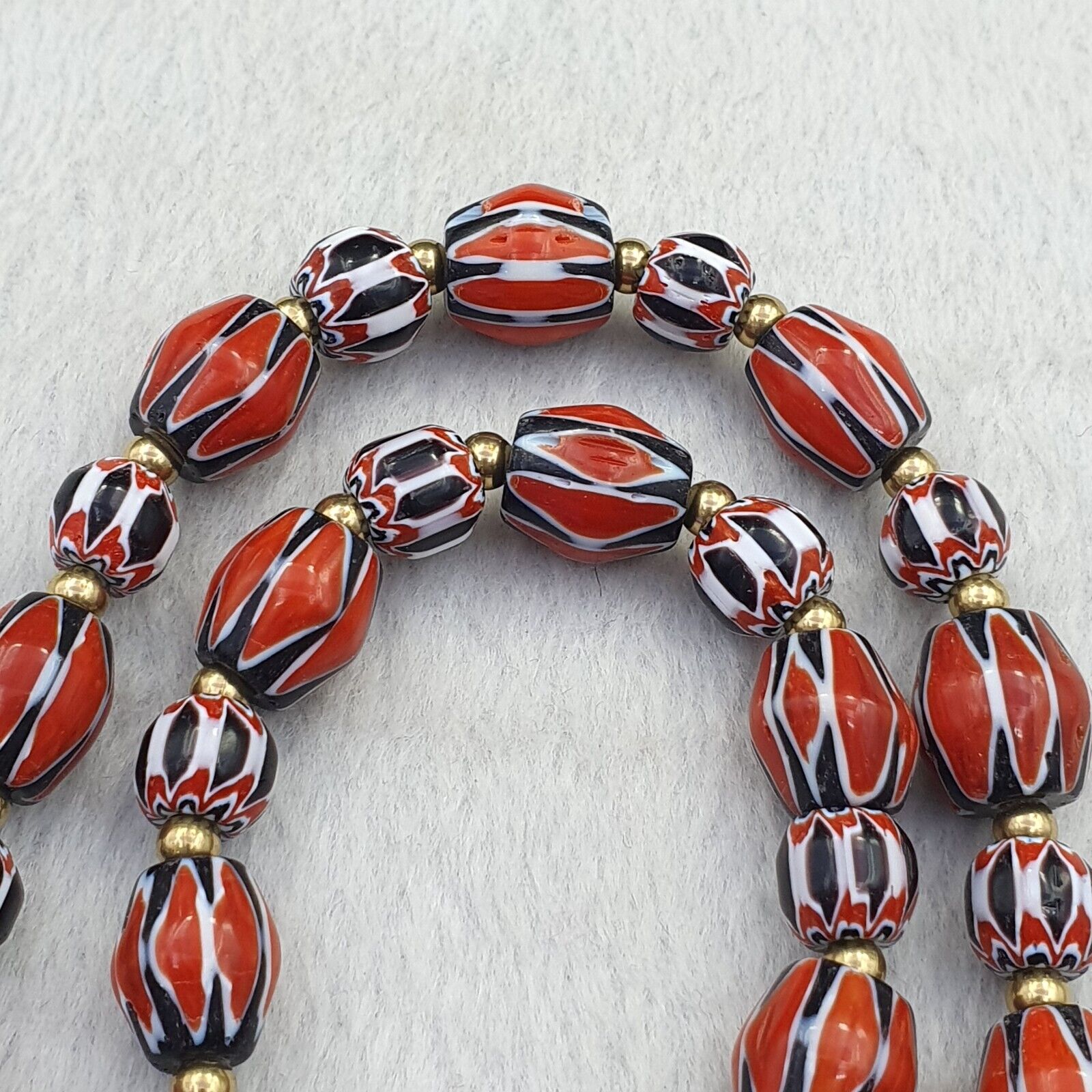 Vintage Chevron Venetian Style Multilayers Glass Beads Necklace NC-808