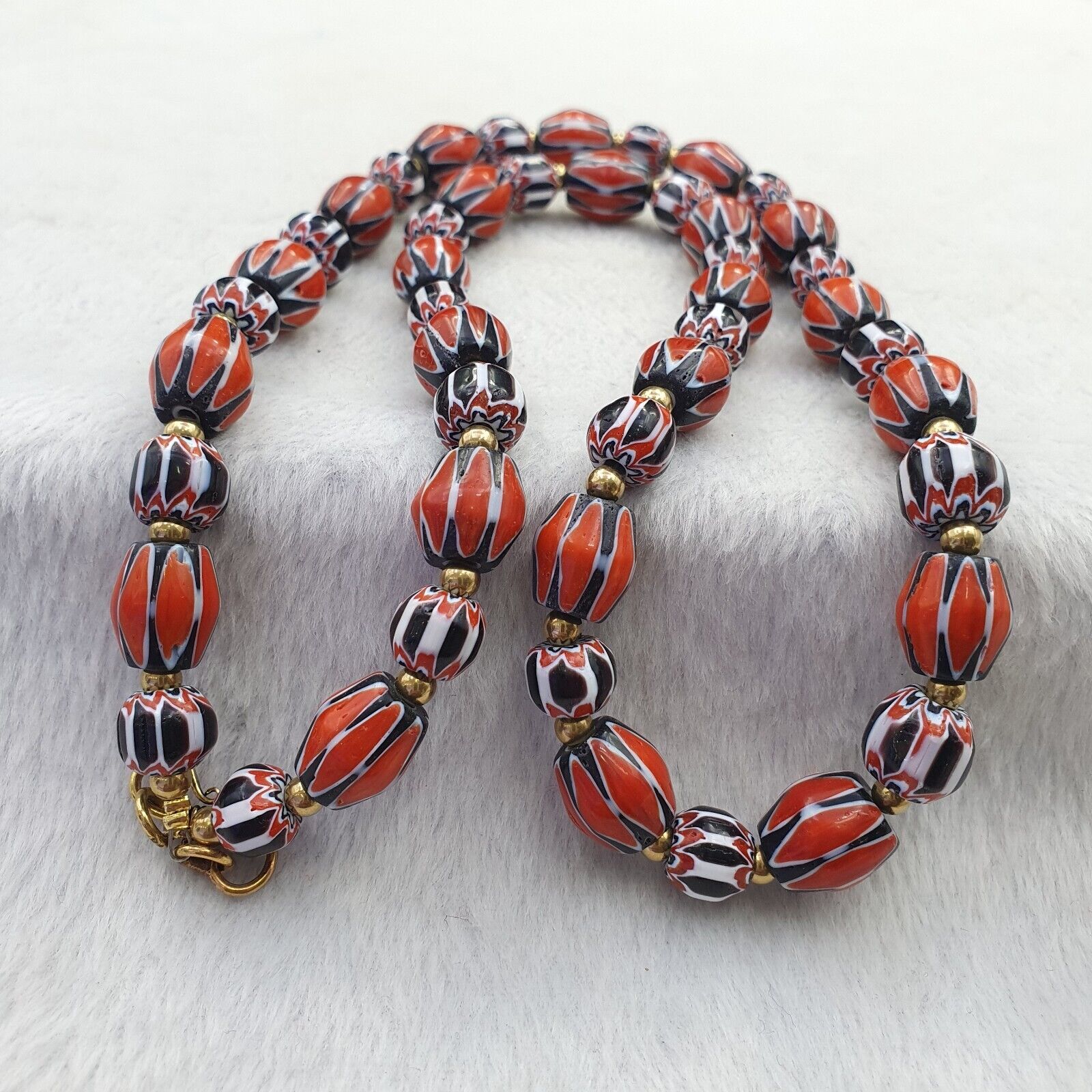 Vintage Chevron Venetian Style Multilayers Glass Beads Necklace NC-808