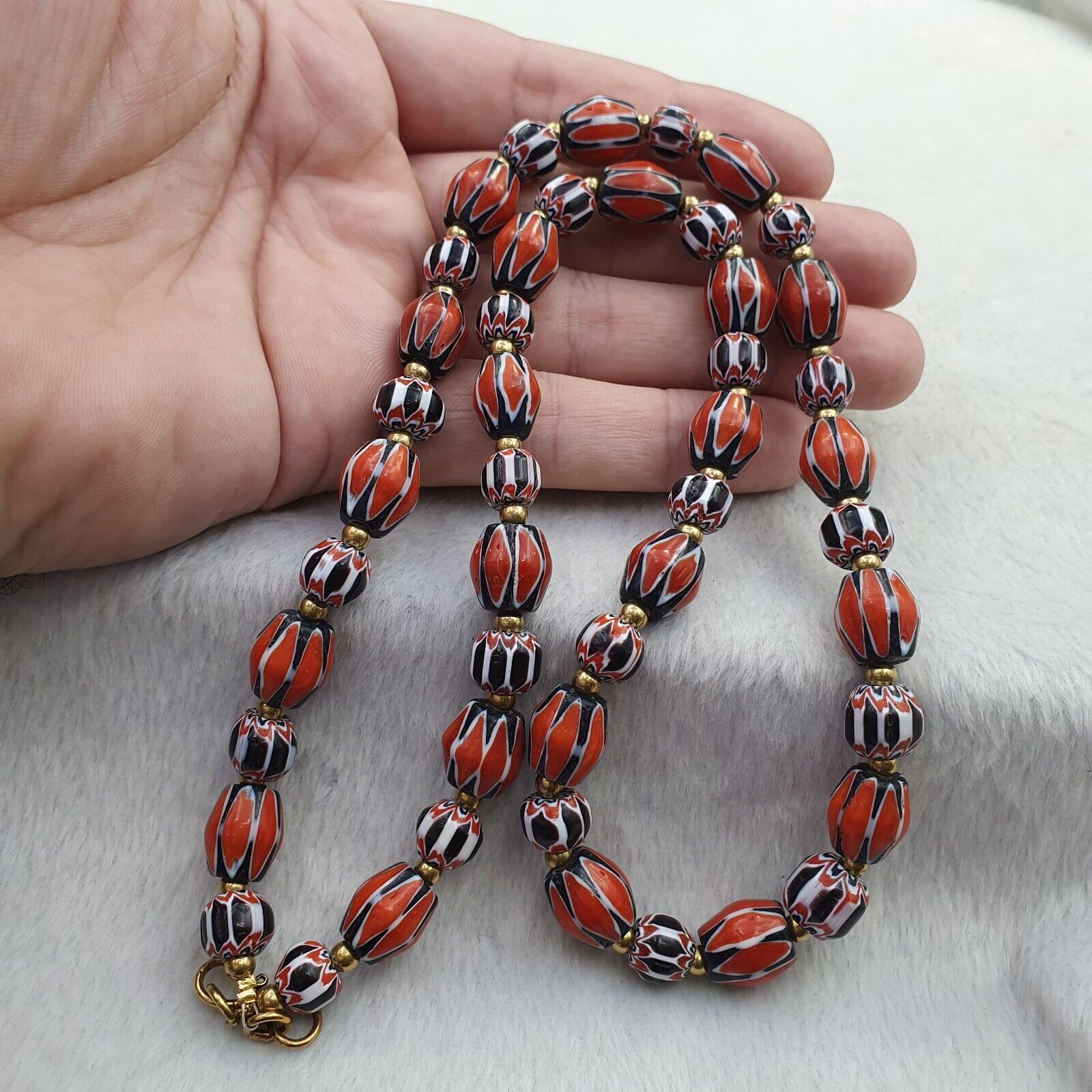 Vintage Chevron Venetian Style Multilayers Glass Beads Necklace NC-808