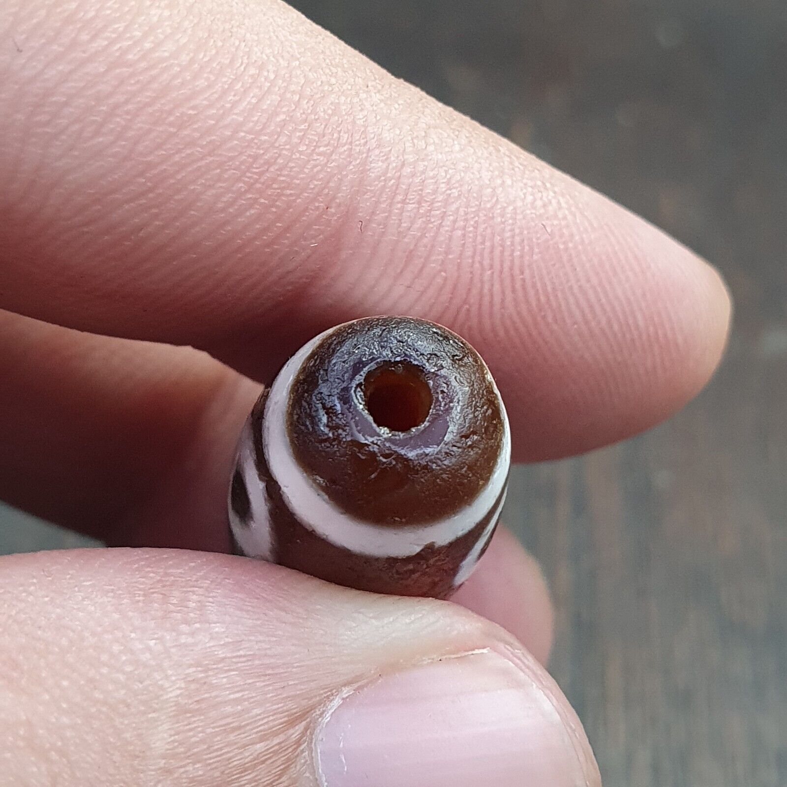 Antique HIMALAYAN Indo Tibetan Central Asian Etched Agate bead AGT-6