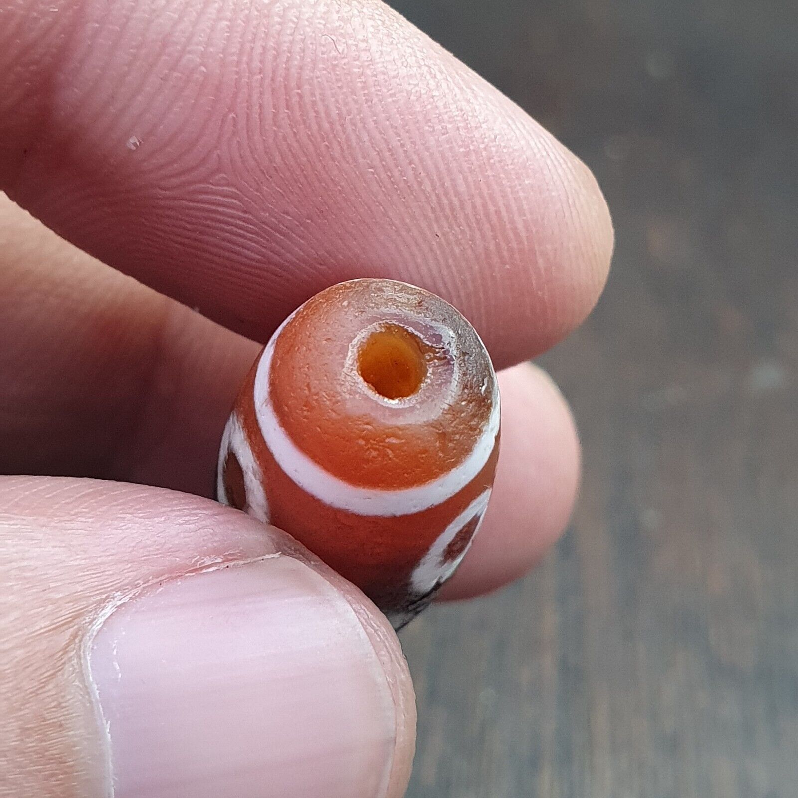 Antique HIMALAYAN Indo Tibetan Central Asian Etched Agate bead AGT-6