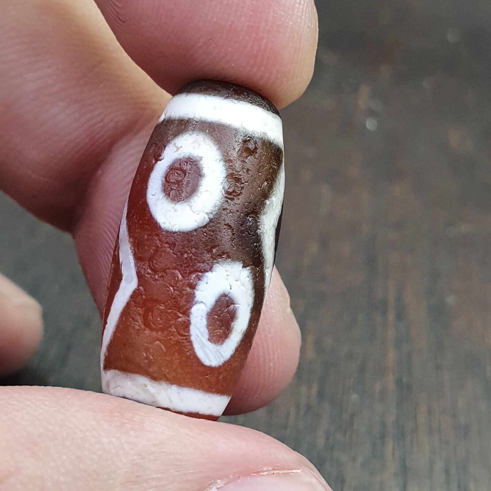 Antique HIMALAYAN Indo Tibetan Central Asian Etched Agate bead AGT-6