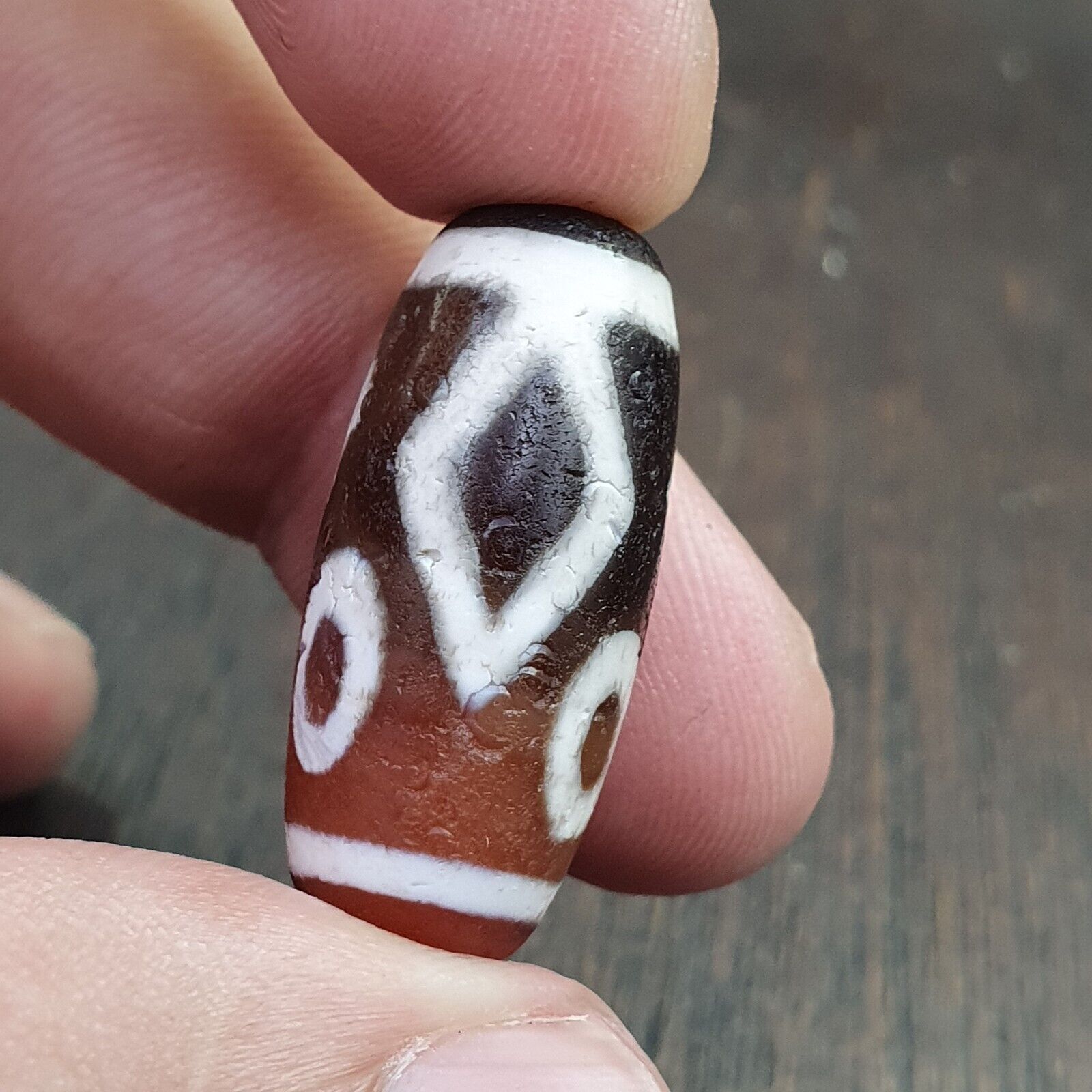 Antique HIMALAYAN Indo Tibetan Central Asian Etched Agate bead AGT-6