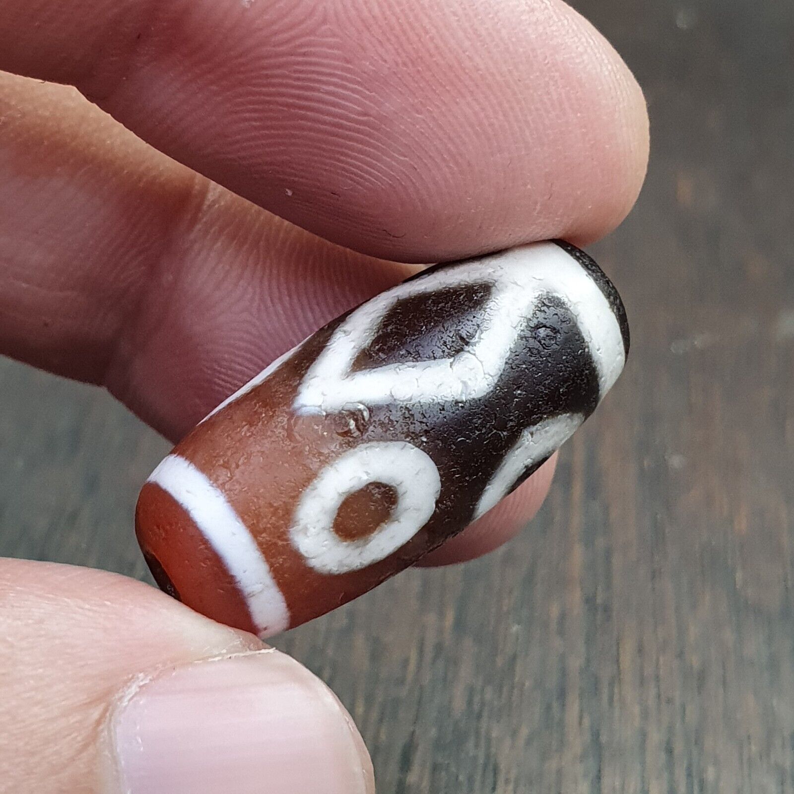 Antique HIMALAYAN Indo Tibetan Central Asian Etched Agate bead AGT-6