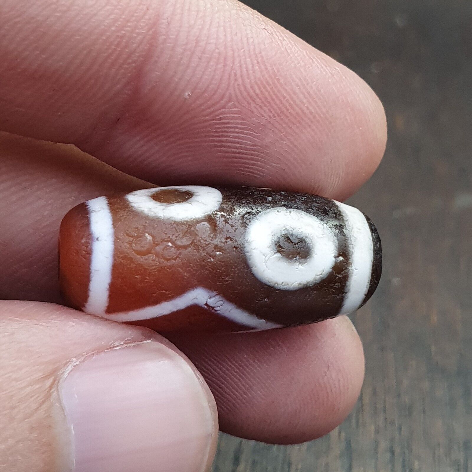 Antique HIMALAYAN Indo Tibetan Central Asian Etched Agate bead AGT-6