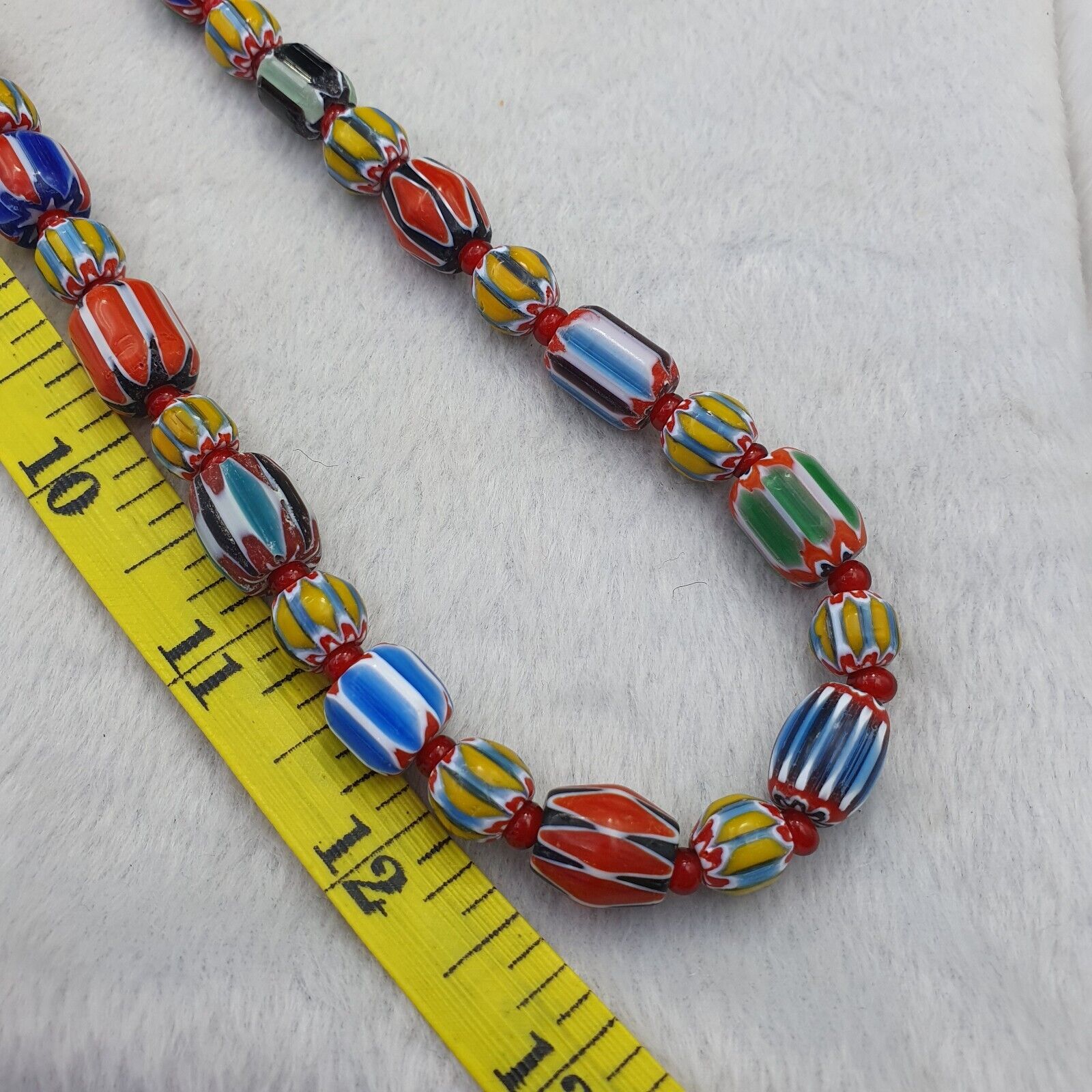 Vintage Chevron and Venetian Whit heart Multilayers Glass Beads Necklace NC-805