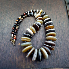 VERY RARE COLLECTION ANCIENT DZI AGATE STONE DISC Himalaya Beads Necklace B-3