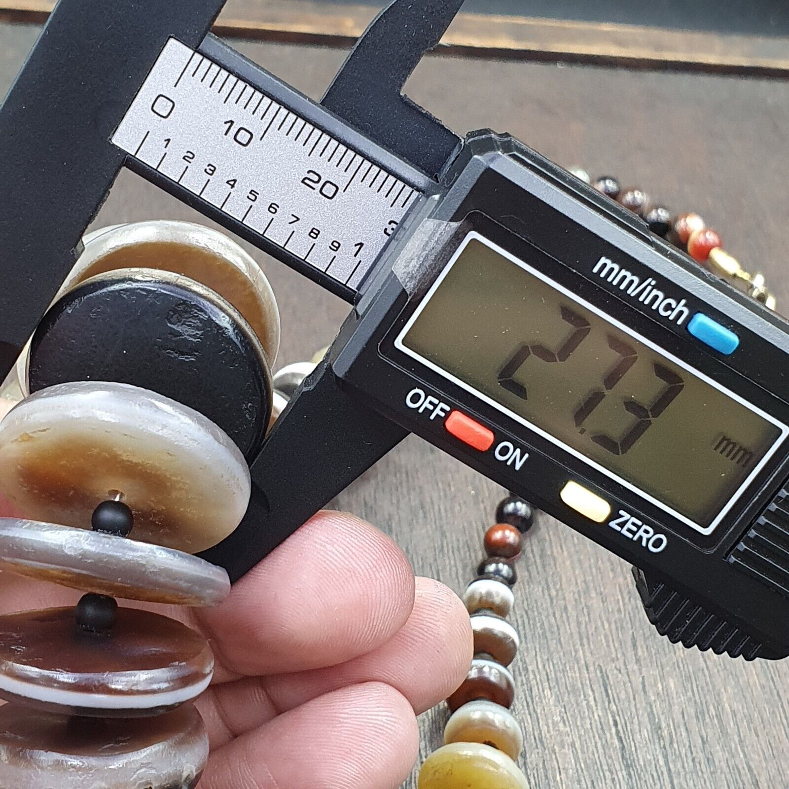 VERY RARE COLLECTION ANCIENT DZI AGATE STONE DISC Himalaya Beads Necklace B-3