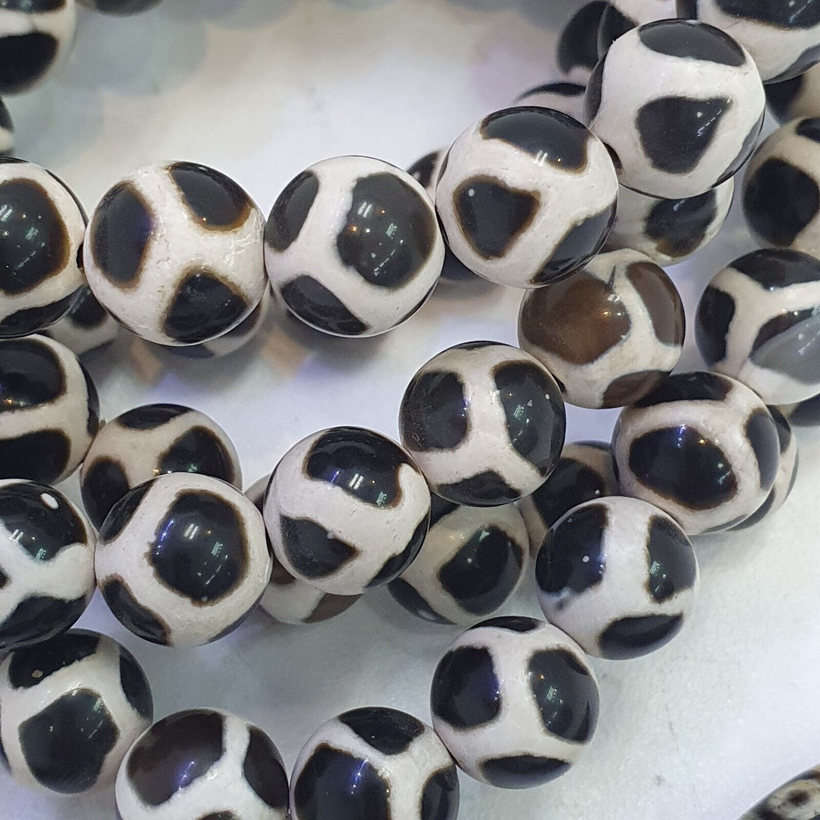 Vinatage Etched Agate Budhi Beads MALA 108 BEADS Buddhists ROSARY Dzi Eye Beads