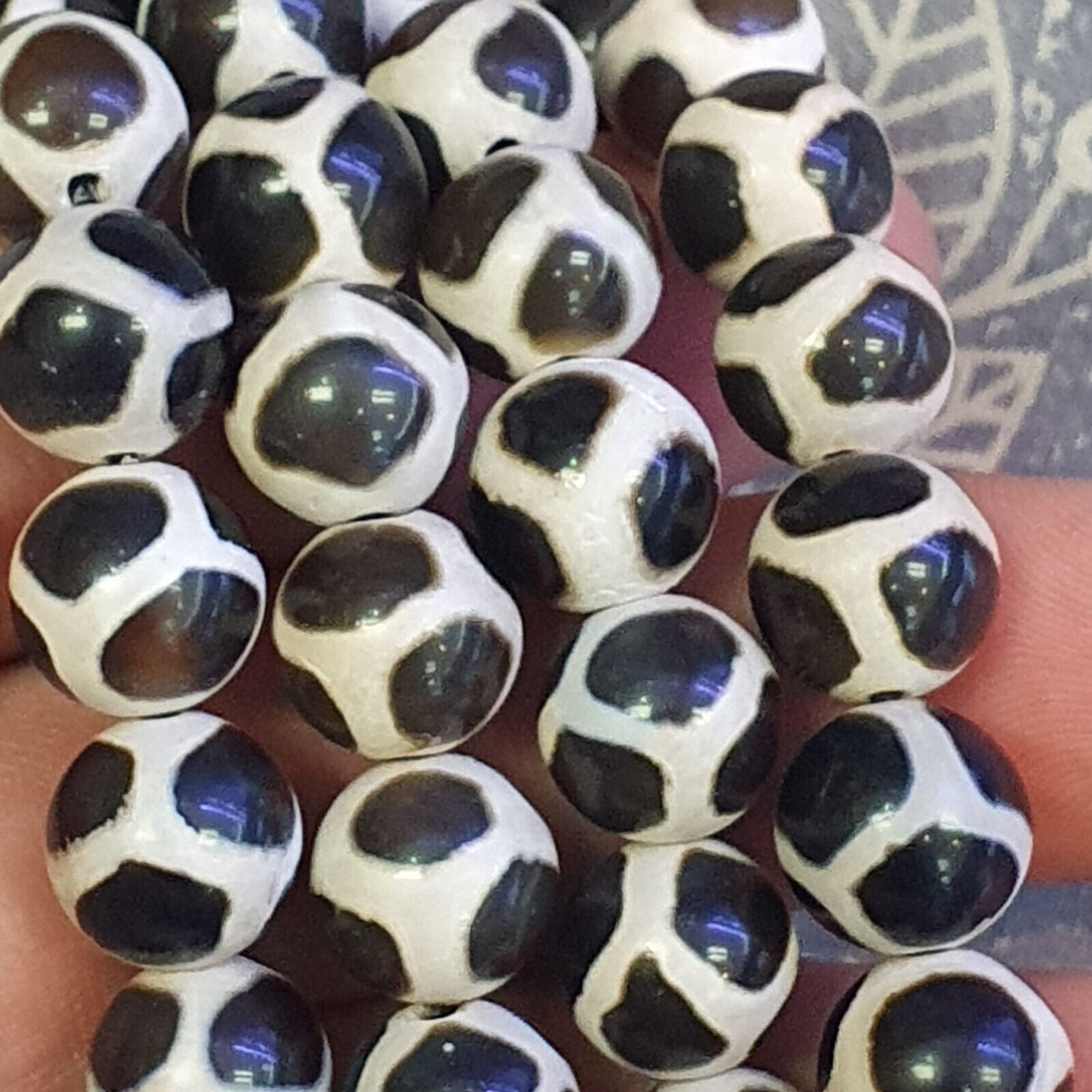 Vinatage Etched Agate Budhi Beads MALA 108 BEADS Buddhists ROSARY Dzi Eye Beads