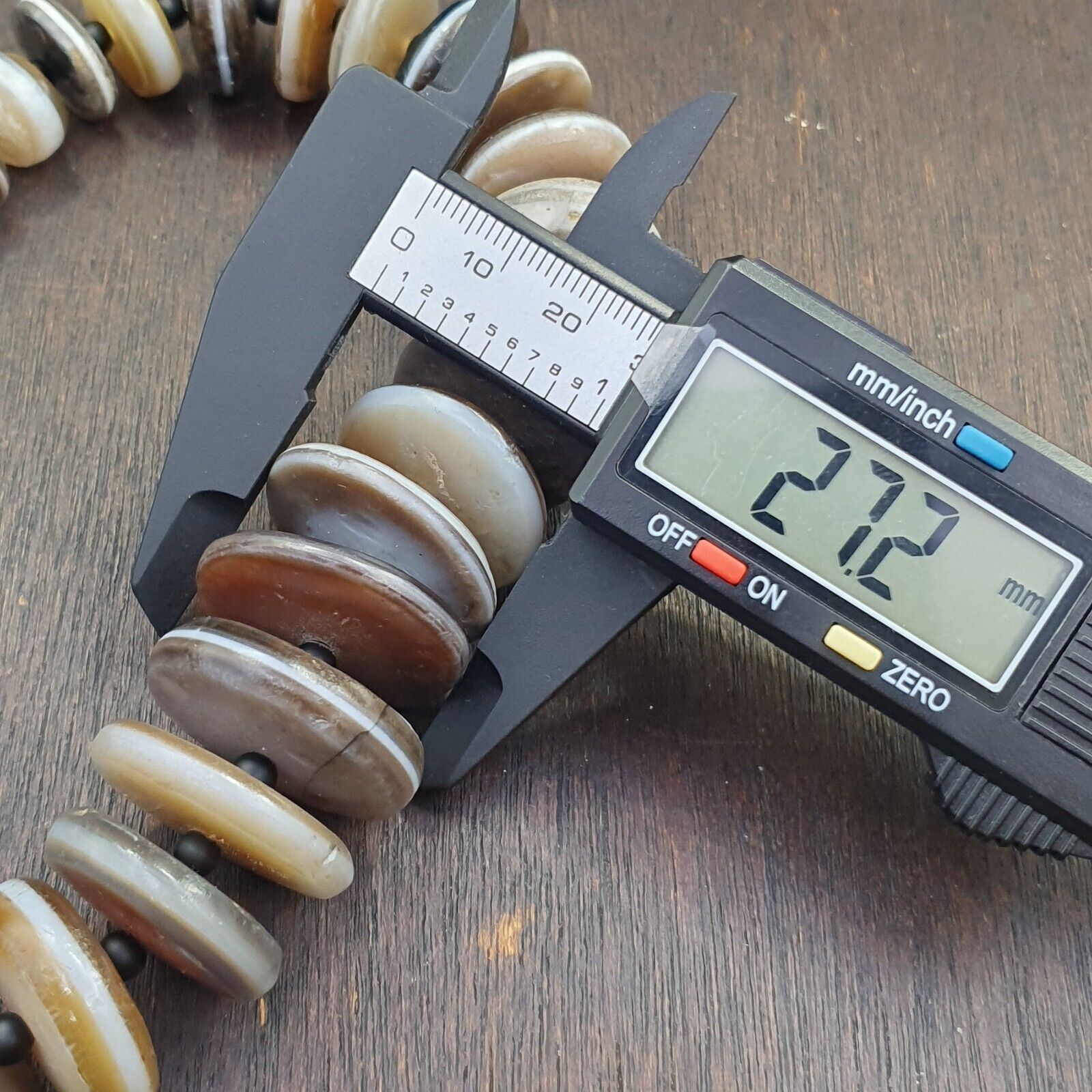 VERY RARE COLLECTION ANCIENT DZI AGATE STONE DISC Himalaya Beads Necklace B-2