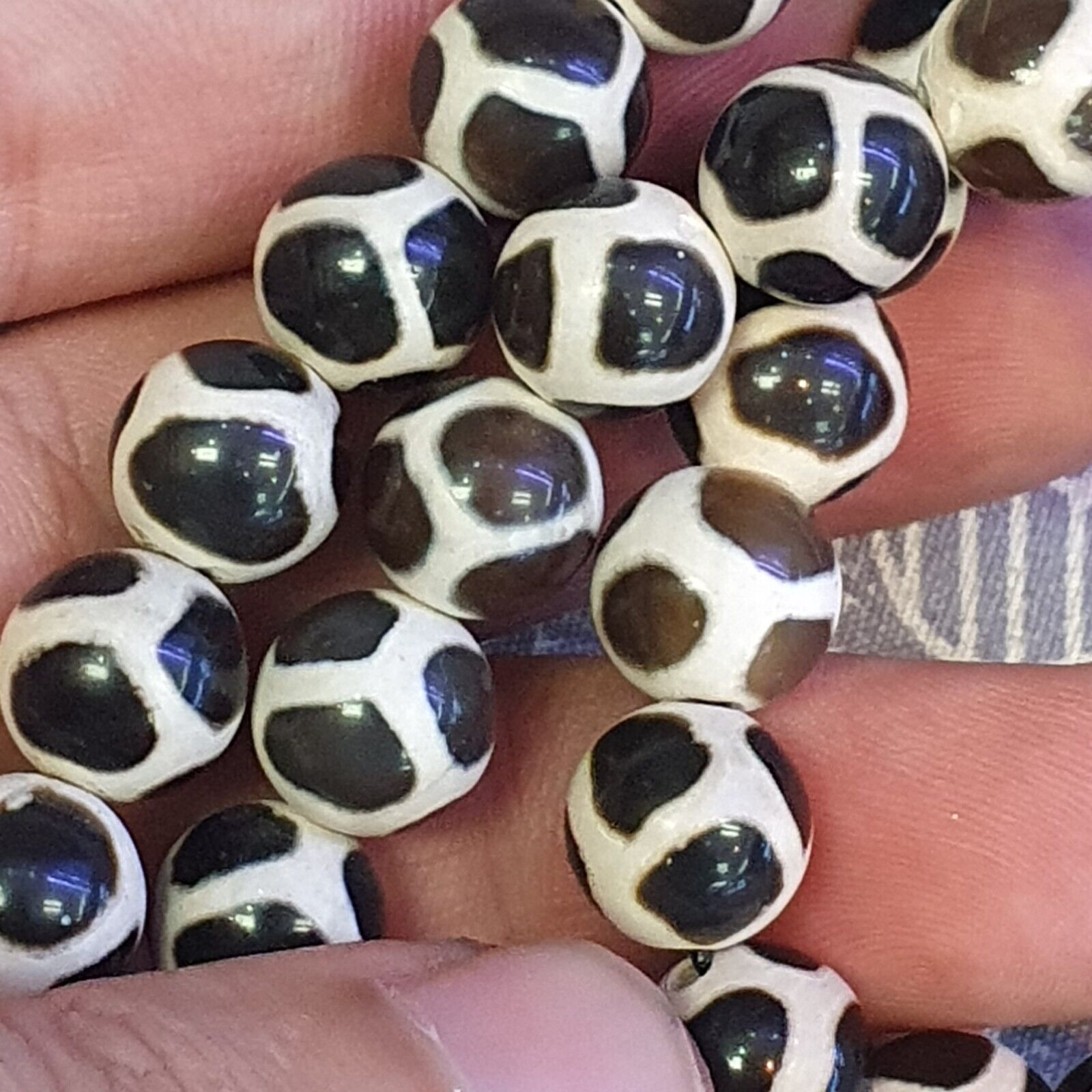 Vinatage Etched Agate Budhi Beads MALA 108 BEADS Buddhists ROSARY Dzi Eye Beads