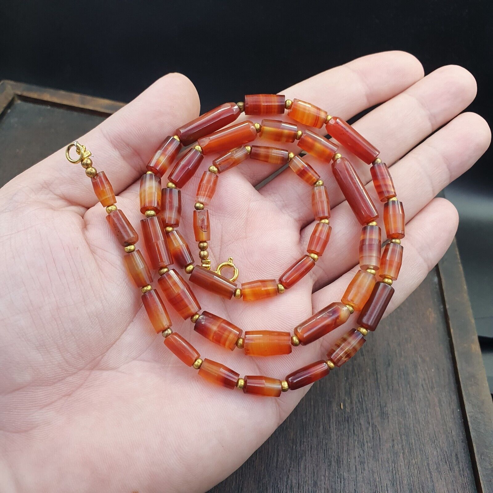 Antique German Africa traded Agate Beads Banded Agate Beads Necklace GRM-3
