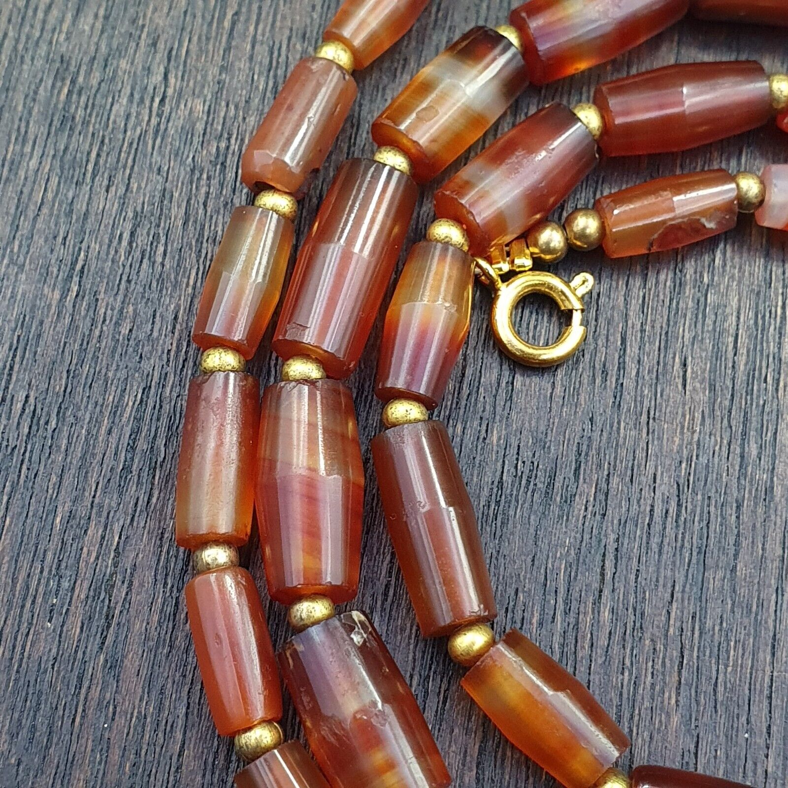 Antique German Africa traded Agate Beads Banded Agate Beads Necklace GRM-3