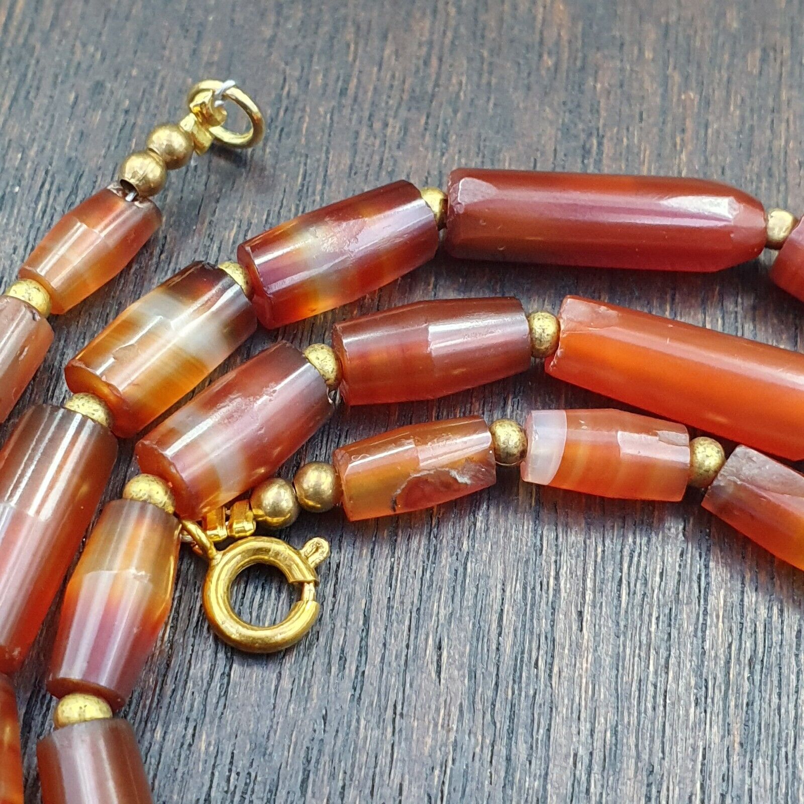 Antique German Africa traded Agate Beads Banded Agate Beads Necklace GRM-3
