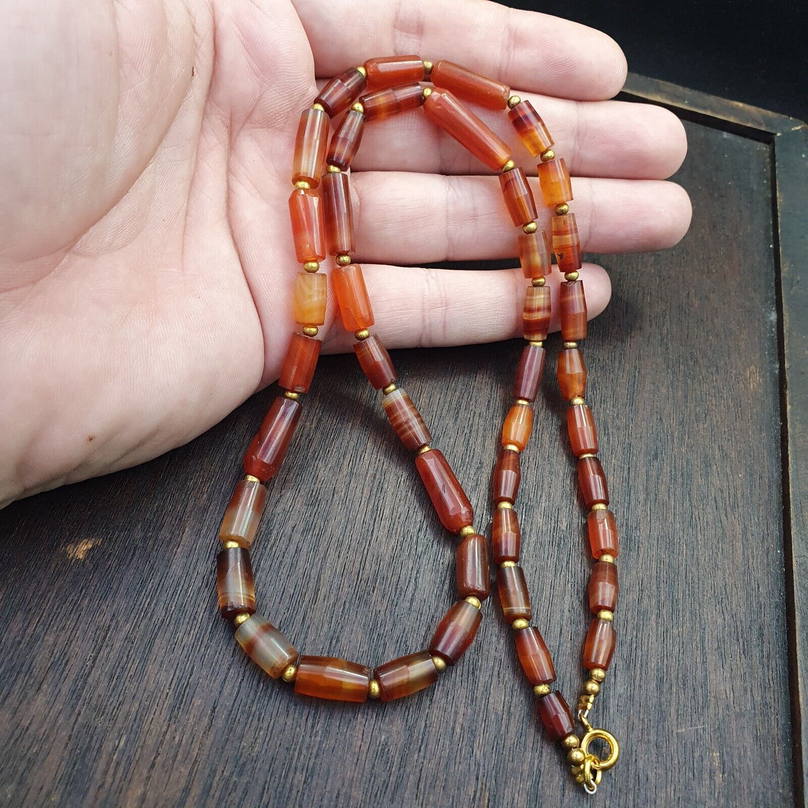 Antique German Africa traded Agate Beads Banded Agate Beads Necklace GRM-1