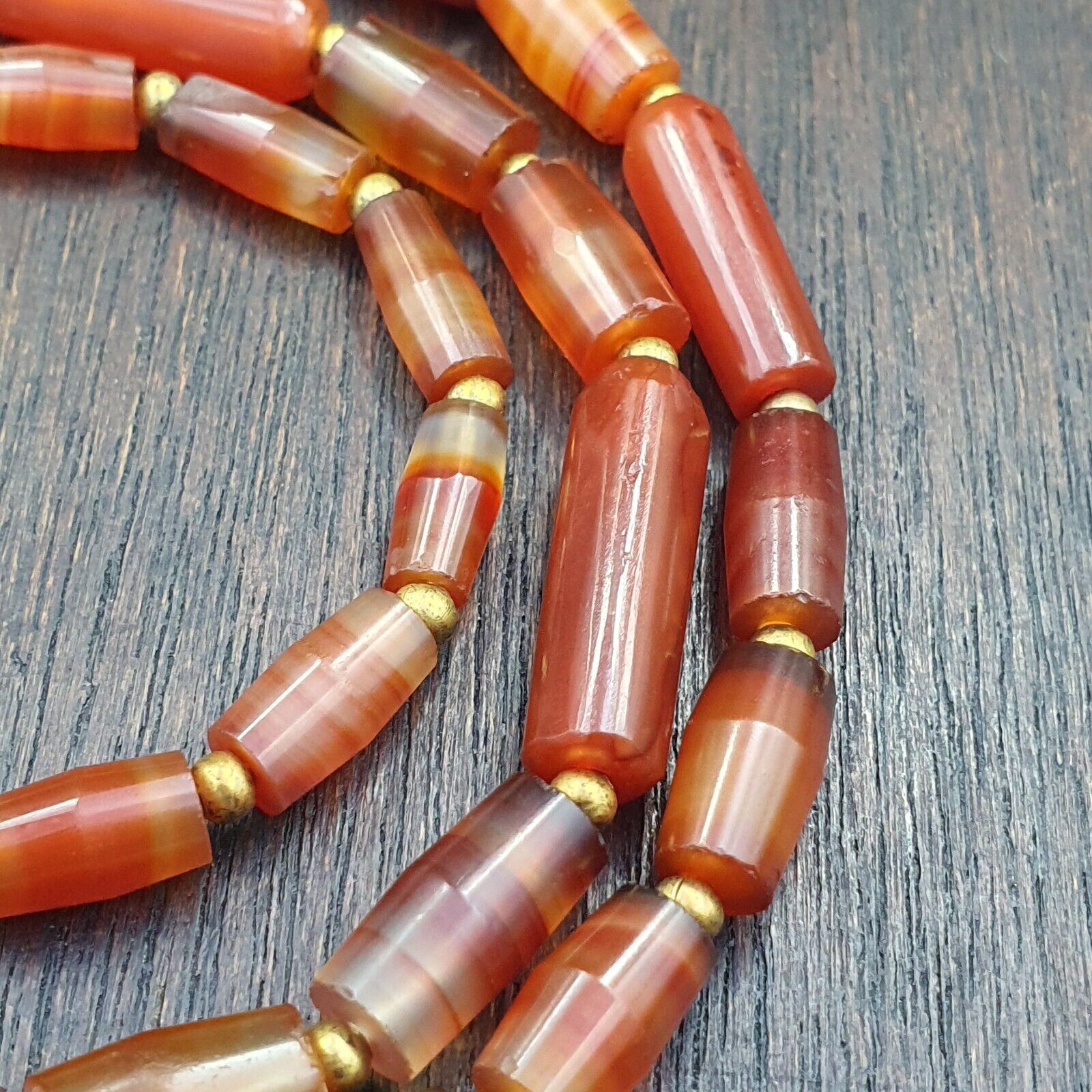 Antique German Africa traded Agate Beads Banded Agate Beads Necklace GRM-3