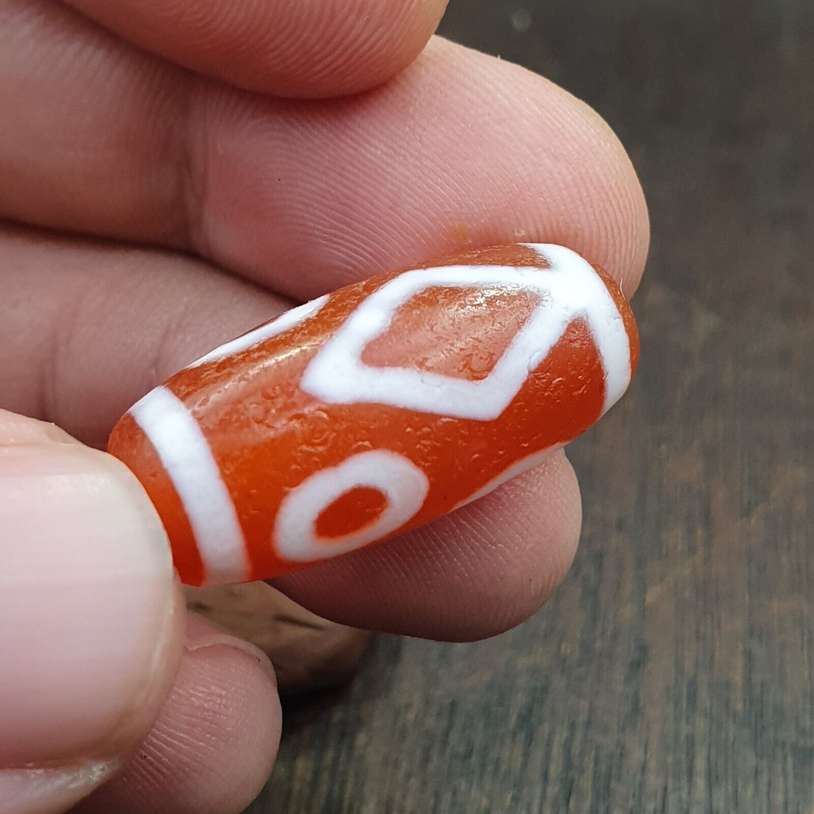 lot 2 Antique HIMALAYAN Indo Tibetan Central Asian Etched Agate bead AGT-4