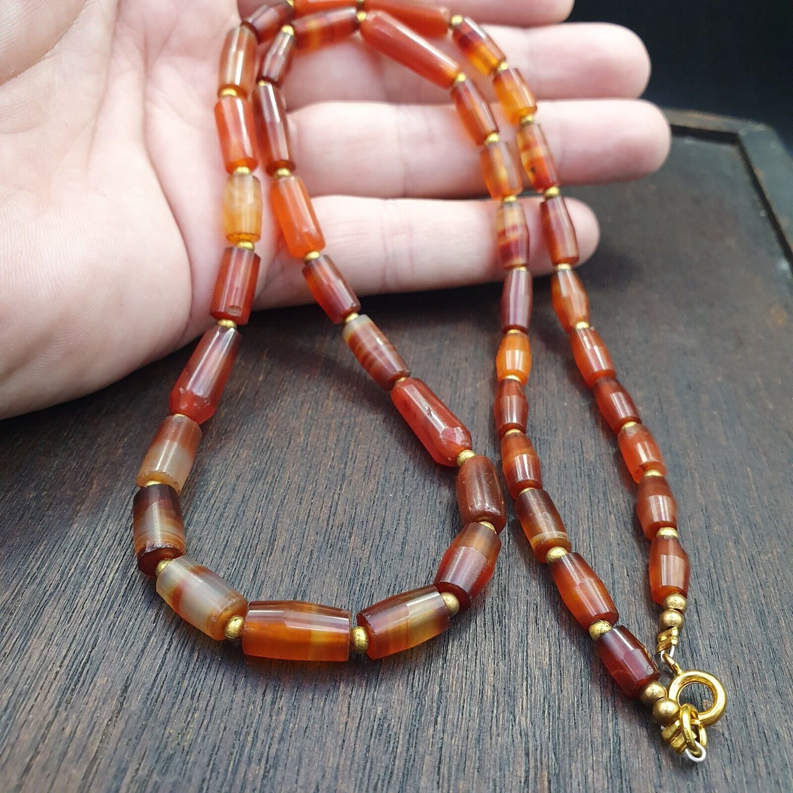 Antique German Africa traded Agate Beads Banded Agate Beads Necklace GRM-1