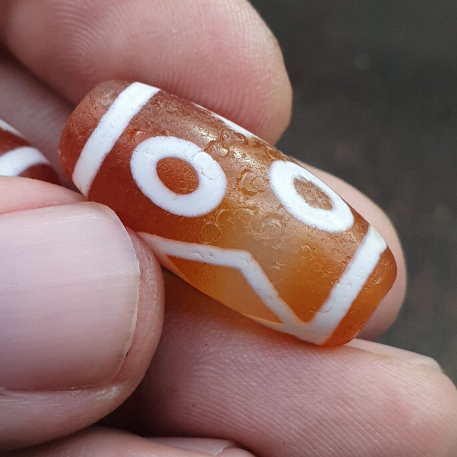 lot 2 Antique HIMALAYAN Indo Tibetan Central Asian Etched Agate bead AGT-4
