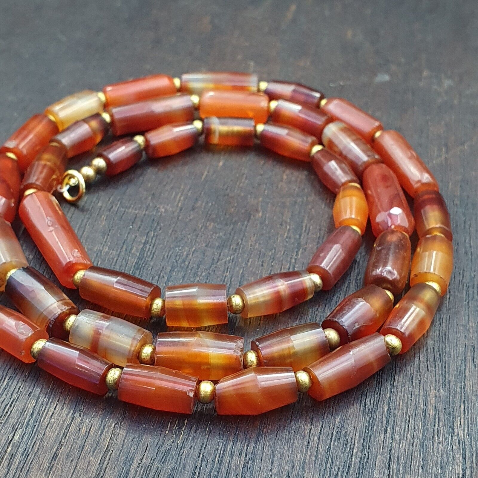 Antique German Africa traded Agate Beads Banded Agate Beads Necklace GRM-1