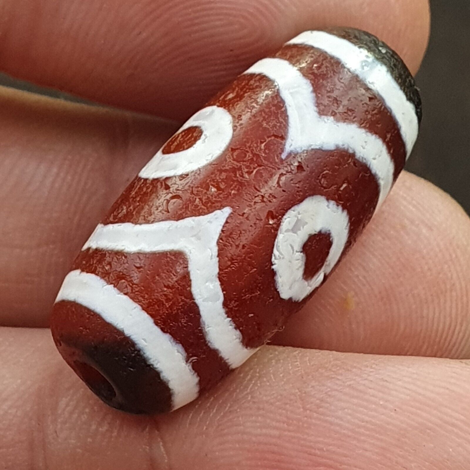Antique HIMALAYAN Indo Tibetan Central Asian Etched Agate bead AGT-1