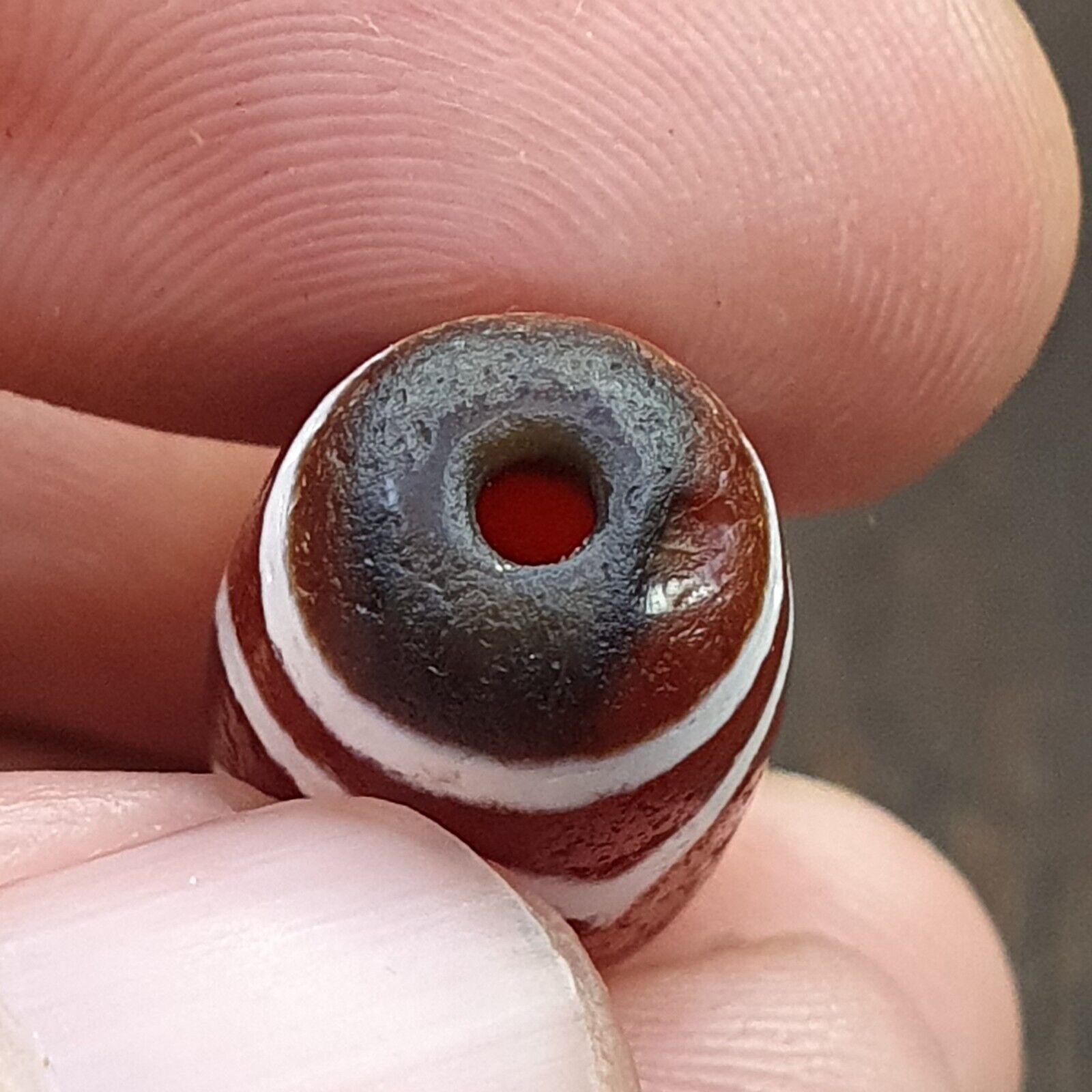 Antique HIMALAYAN Indo Tibetan Central Asian Etched Agate bead AGT-1