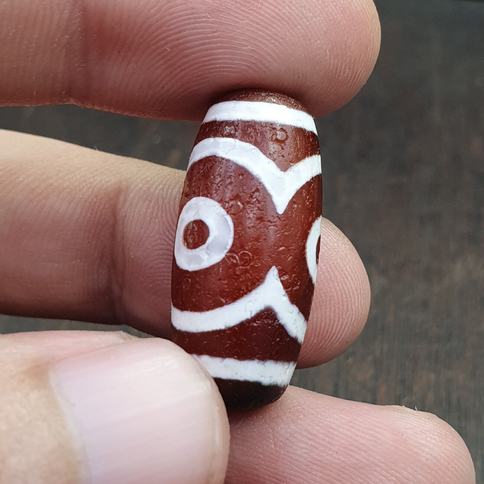 Antique HIMALAYAN Indo Tibetan Central Asian Etched Agate bead AGT-1