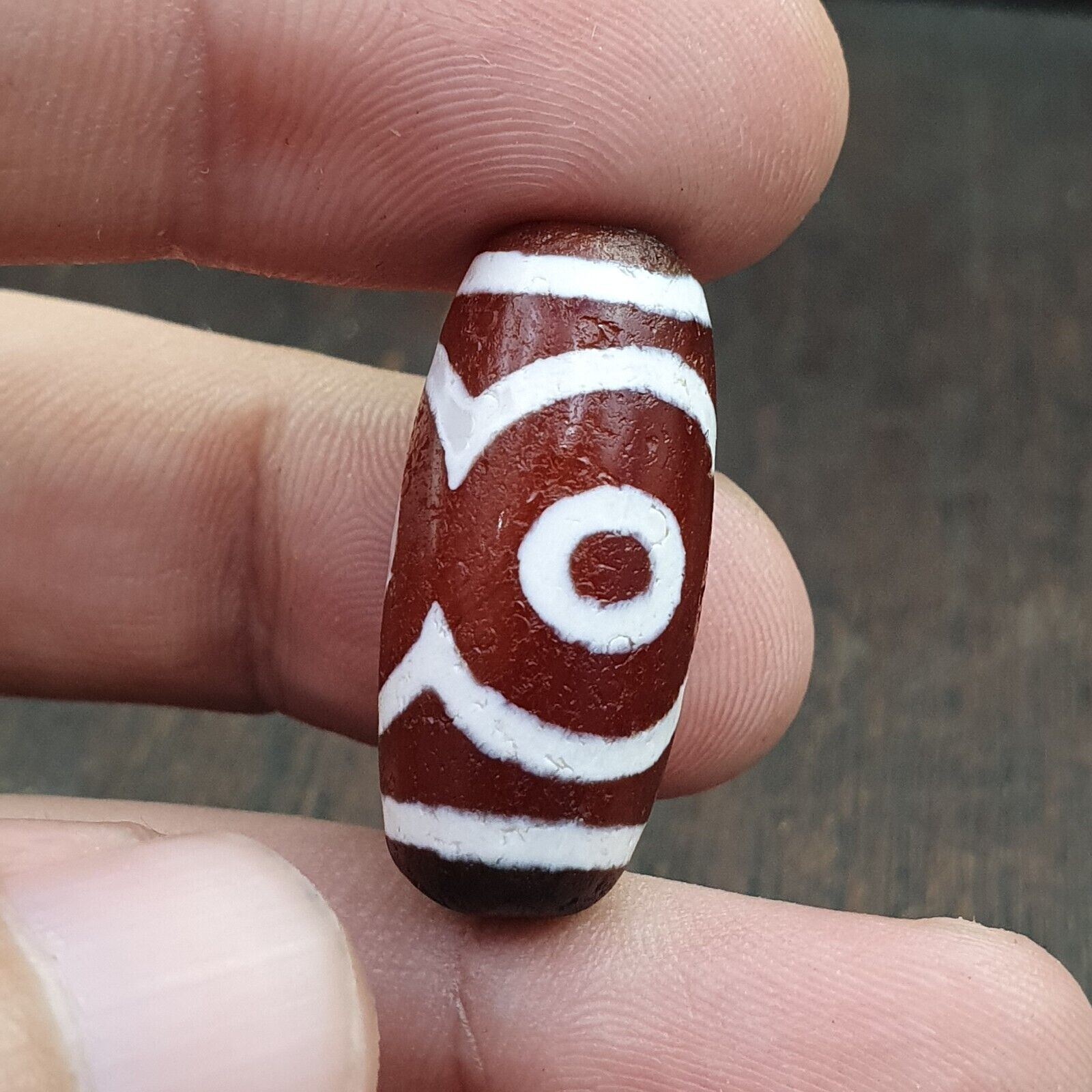 Antique HIMALAYAN Indo Tibetan Central Asian Etched Agate bead AGT-1