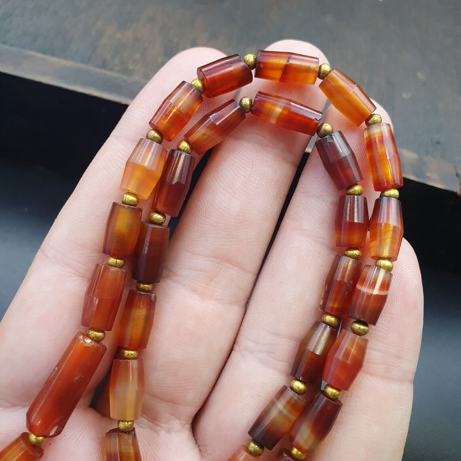 Antique German Africa traded Agate Beads Banded Agate Beads Necklace GRM-2