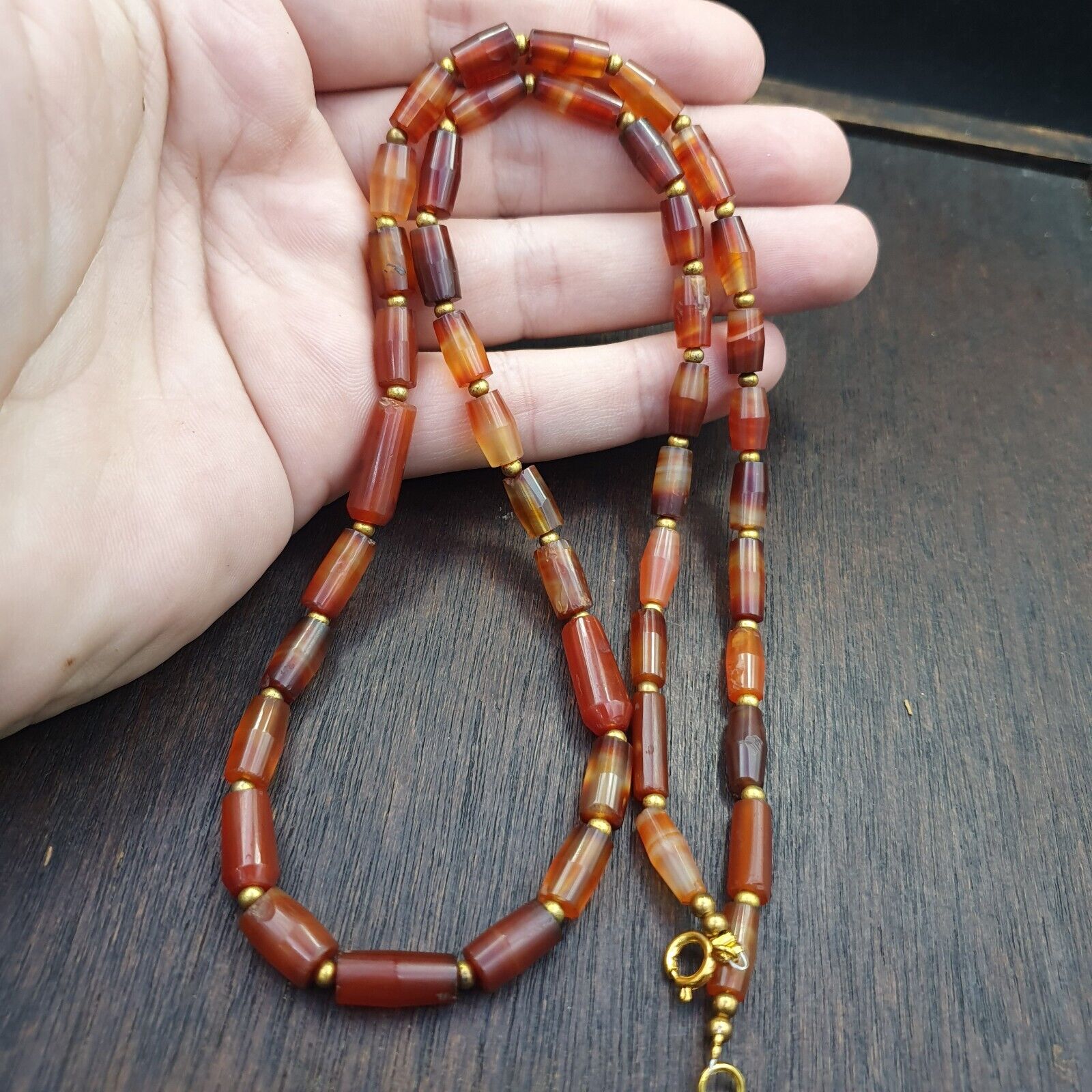 Antique German Africa traded Agate Beads Banded Agate Beads Necklace GRM-2